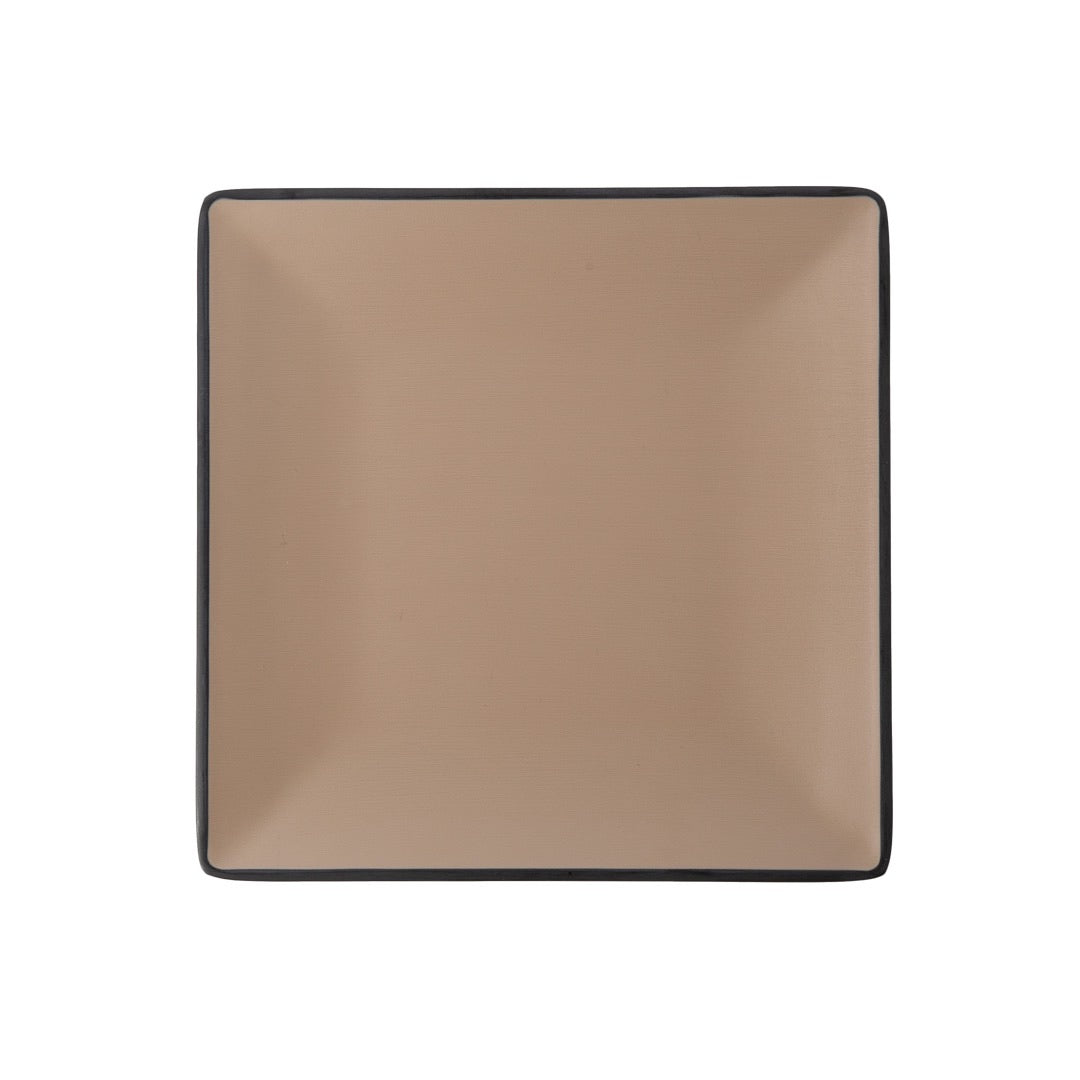 COUCOU Square Plate 220x220mm - Beige & Black