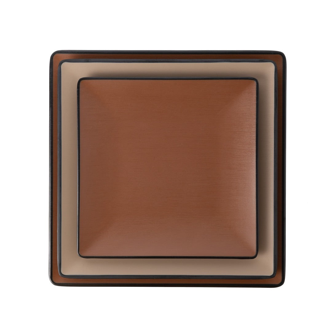 COUCOU Square Plate 240x240mm - Brown & Black