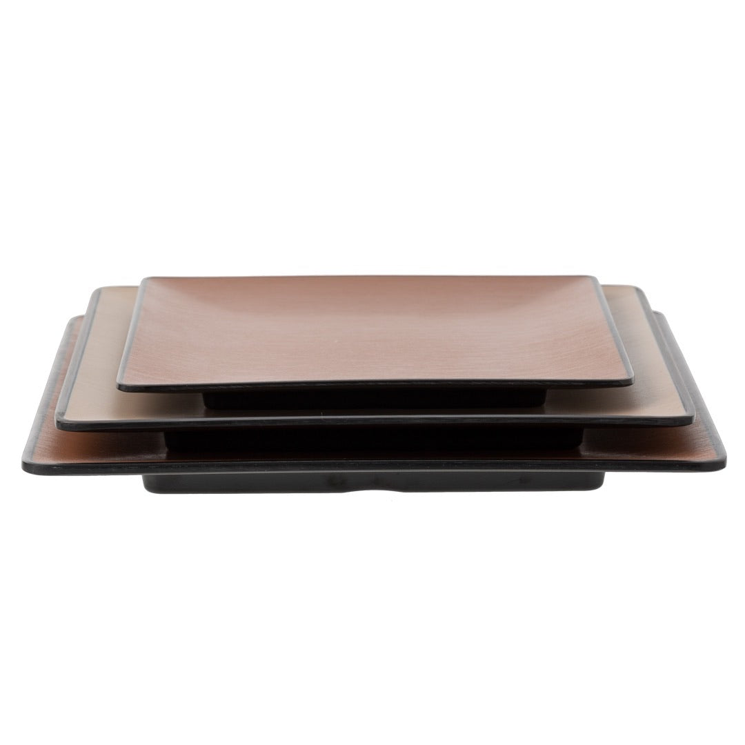 COUCOU Square Plate 240x240mm - Brown & Black