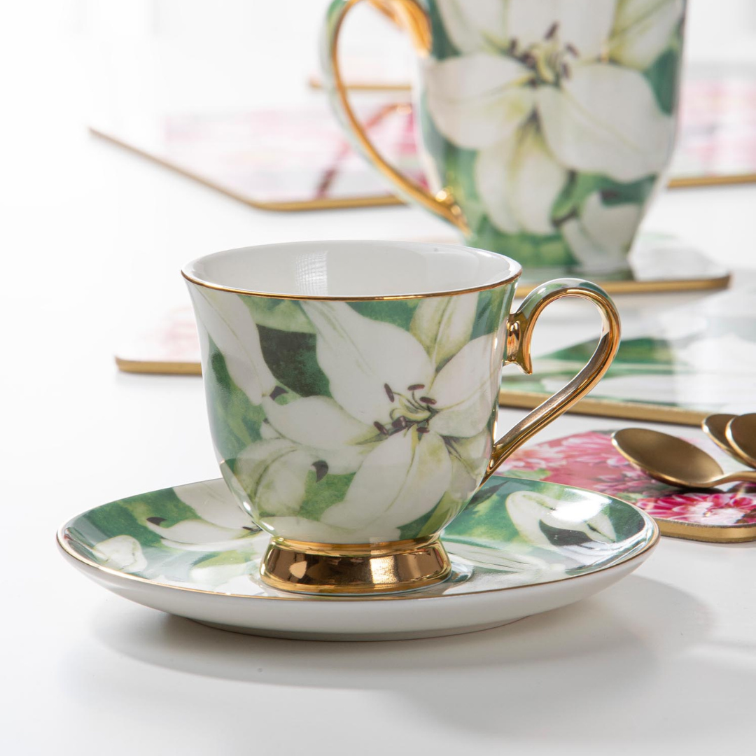 Ashdene Bold Blooms White Lily Cup & Saucer