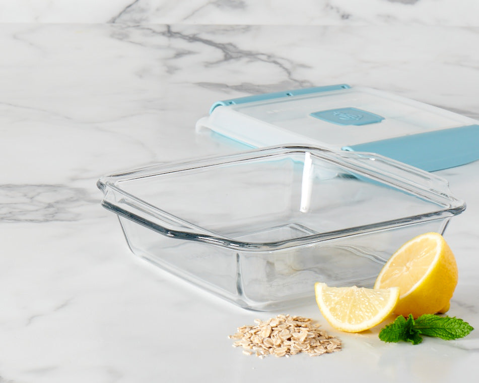 Anchor Hocking TrueLock Dish with Lid 20cm Glass Square Container
