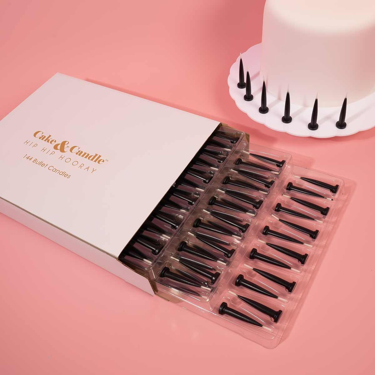 Cake & Candle Bullet Candles Black 144 Pack
