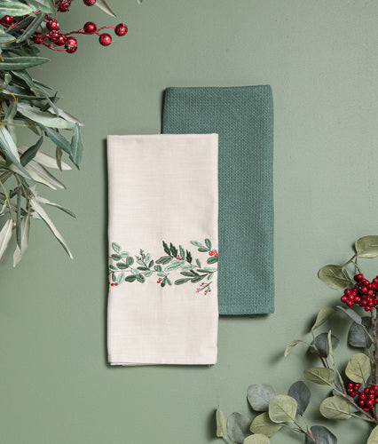 Ladelle Christmas Botanical 2pk Kitchen Towel