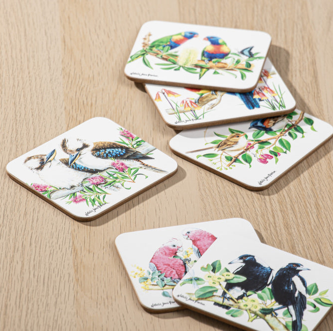 Ashdene Australian Birds Assorted 6pk Coaster