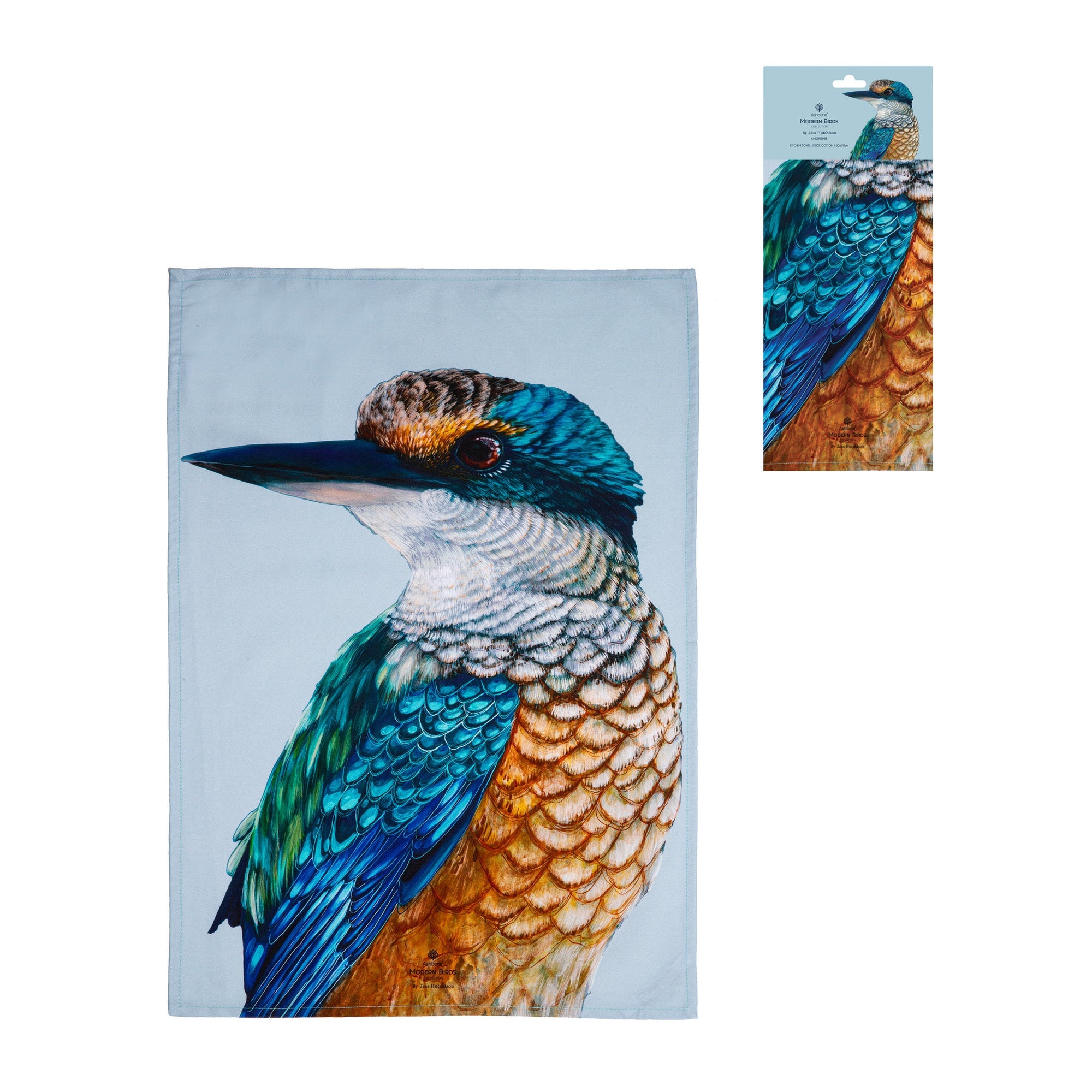 Ashdene Modern Birds Kingfisher Kitchen Towel