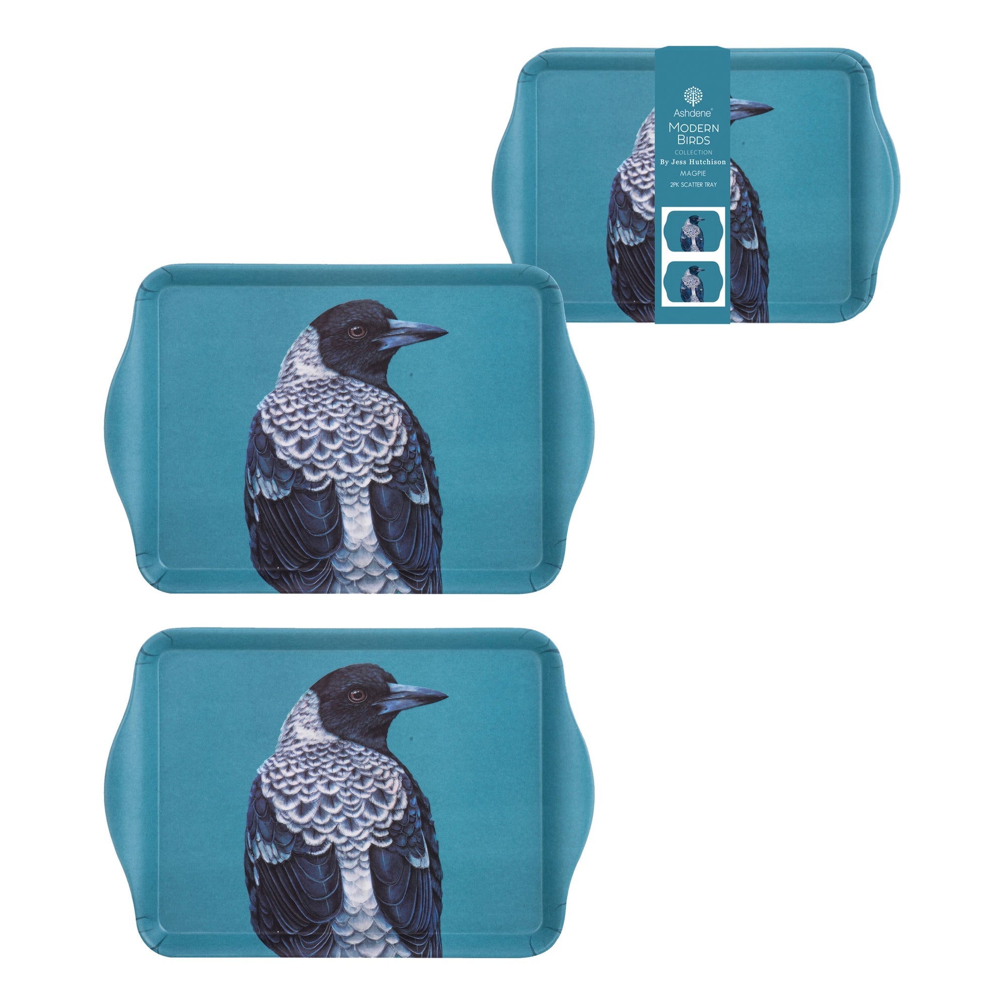 Ashdene Modern Birds Magpie 2pk Scatter Tray