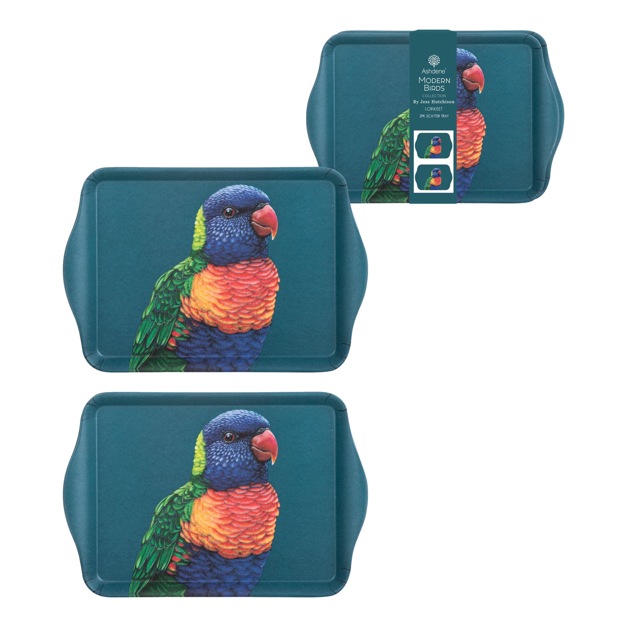 Ashdene Modern Birds Rainbow Lorikeet 2pk Scatter Tray
