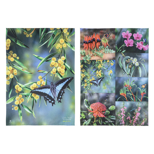 Ashdene Botanical Emblems Wattle 2pk Kitchen Towel
