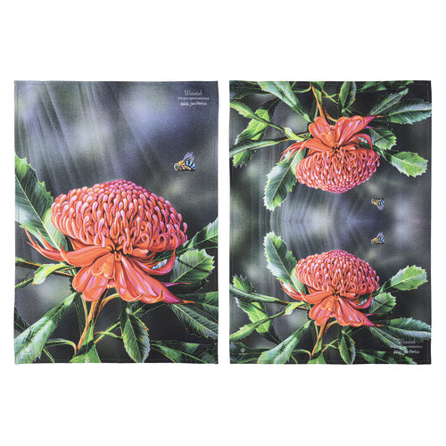 Ashdene Botanical Emblems Waratah 2pk Kitchen Towel
