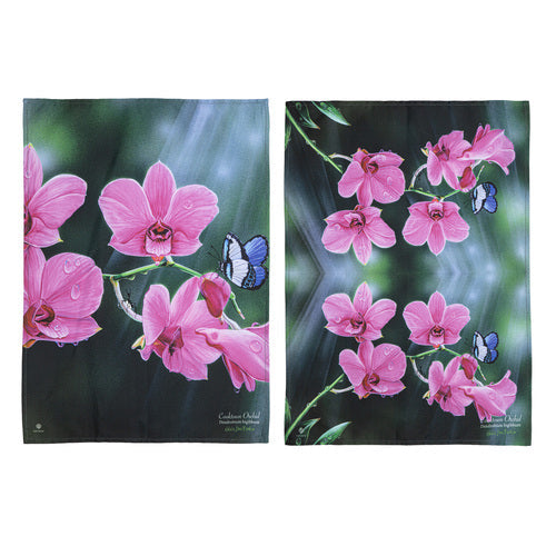 Ashdene Botanical Emblems C'town Orchid 2pk Kitchen Towel