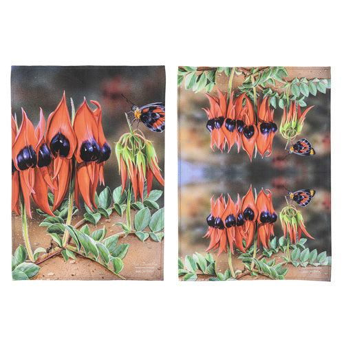 Ashdene Botanical Emblems Sturt's D'Pea 2pk Kitchen Towel