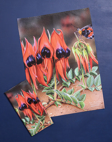 Ashdene Botanical Emblems Sturt's D'Pea 2pk Kitchen Towel