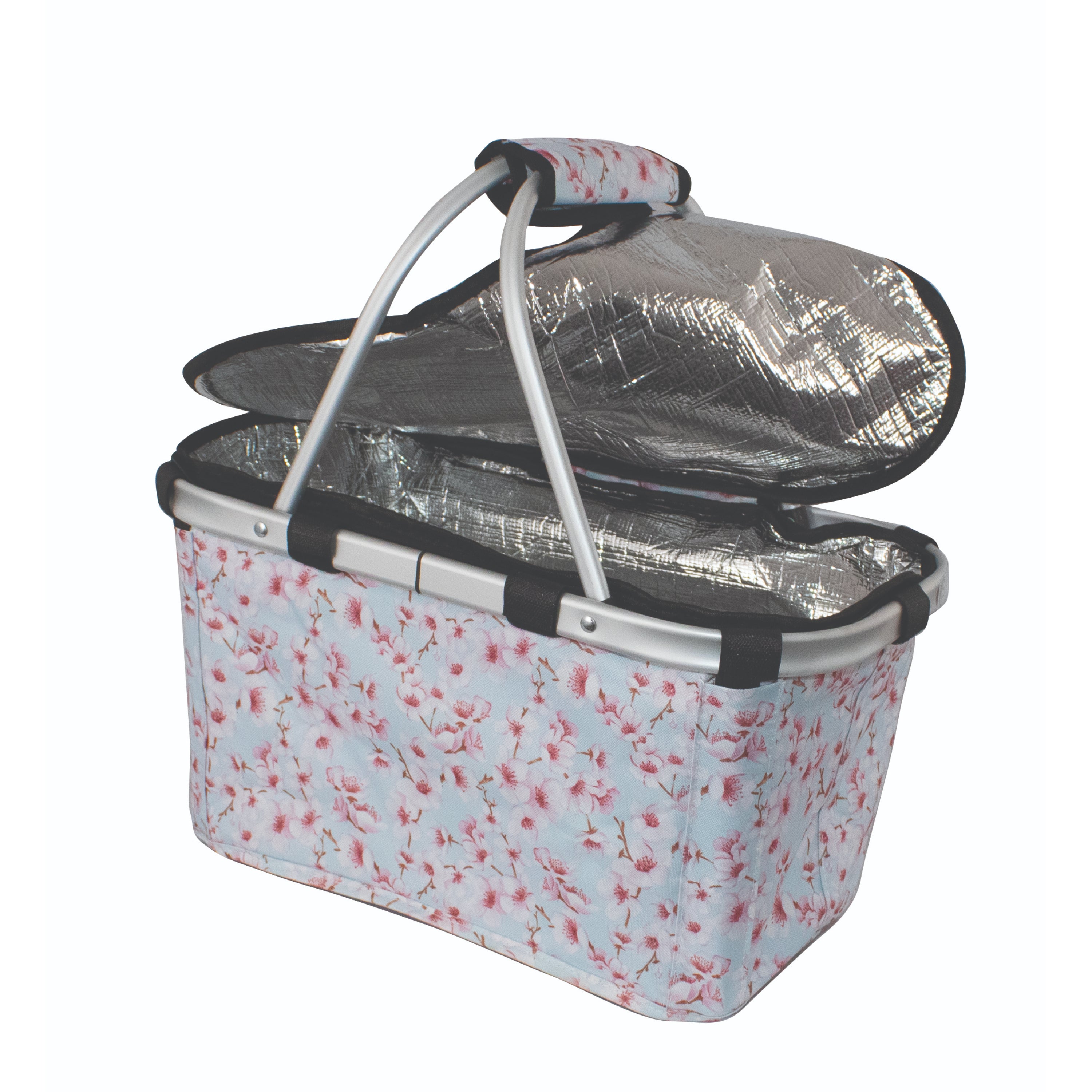 Karlstert Two Handle Insulated Carry Basket with Zip Lid - Blossoms