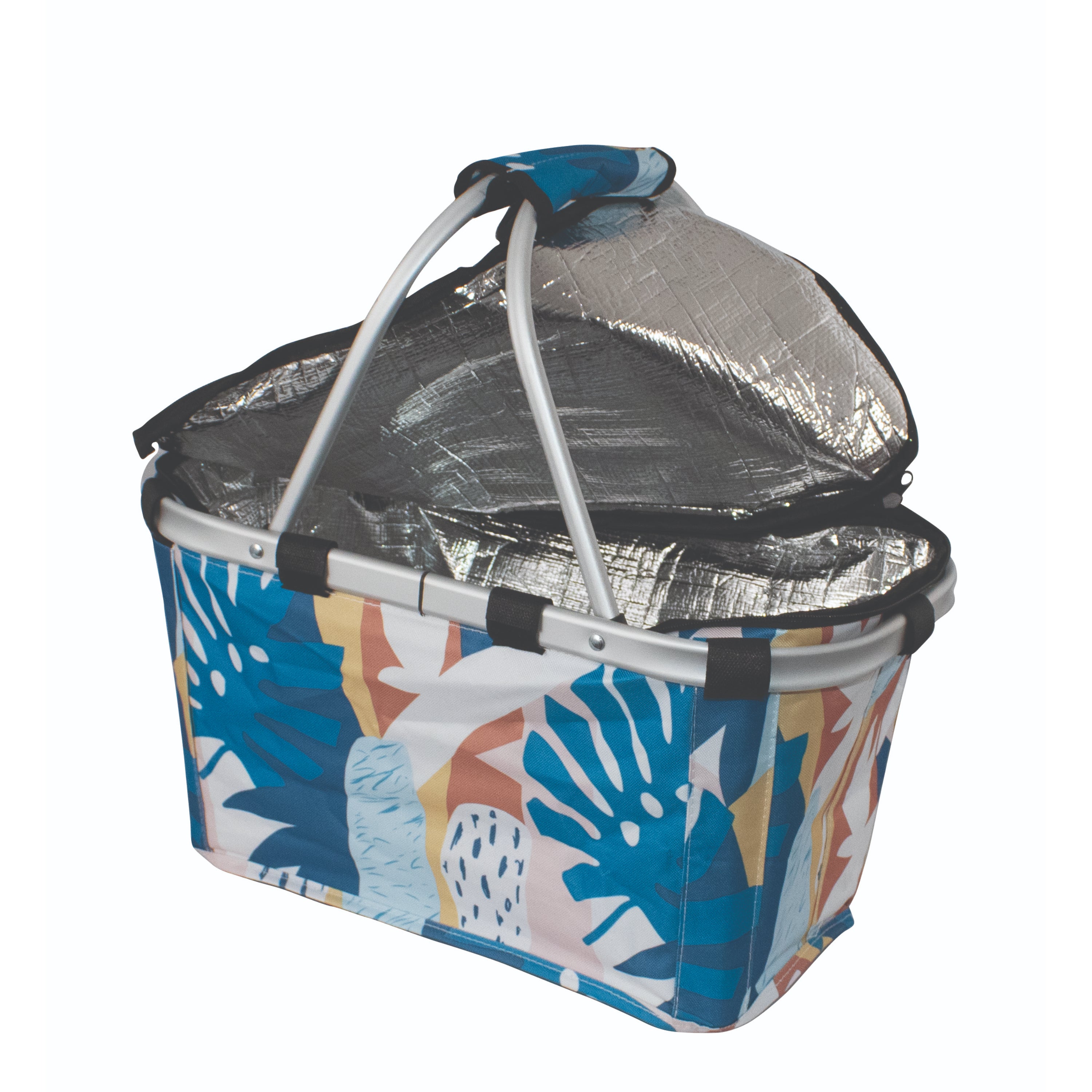Karlstert Two Handle Insulated Carry Basket with Zip Lid - Abstract Monstera
