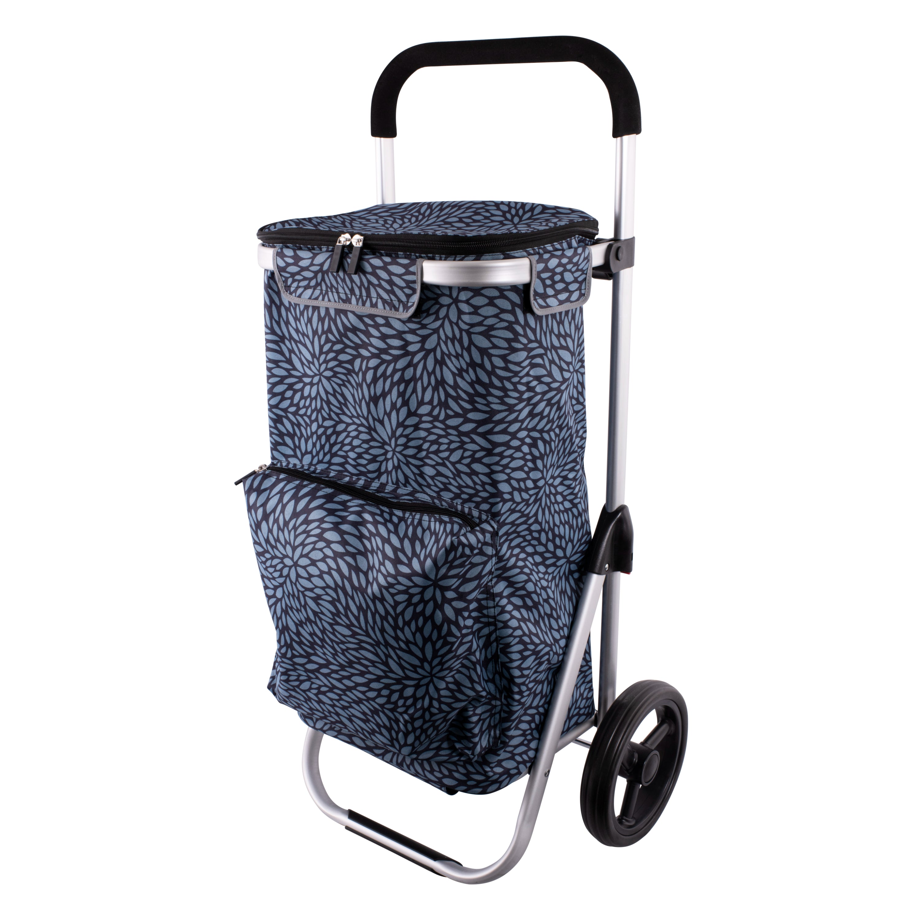 Karlstert Deluxe Shopping Trolley with Frame Top 40L - Blue Petals