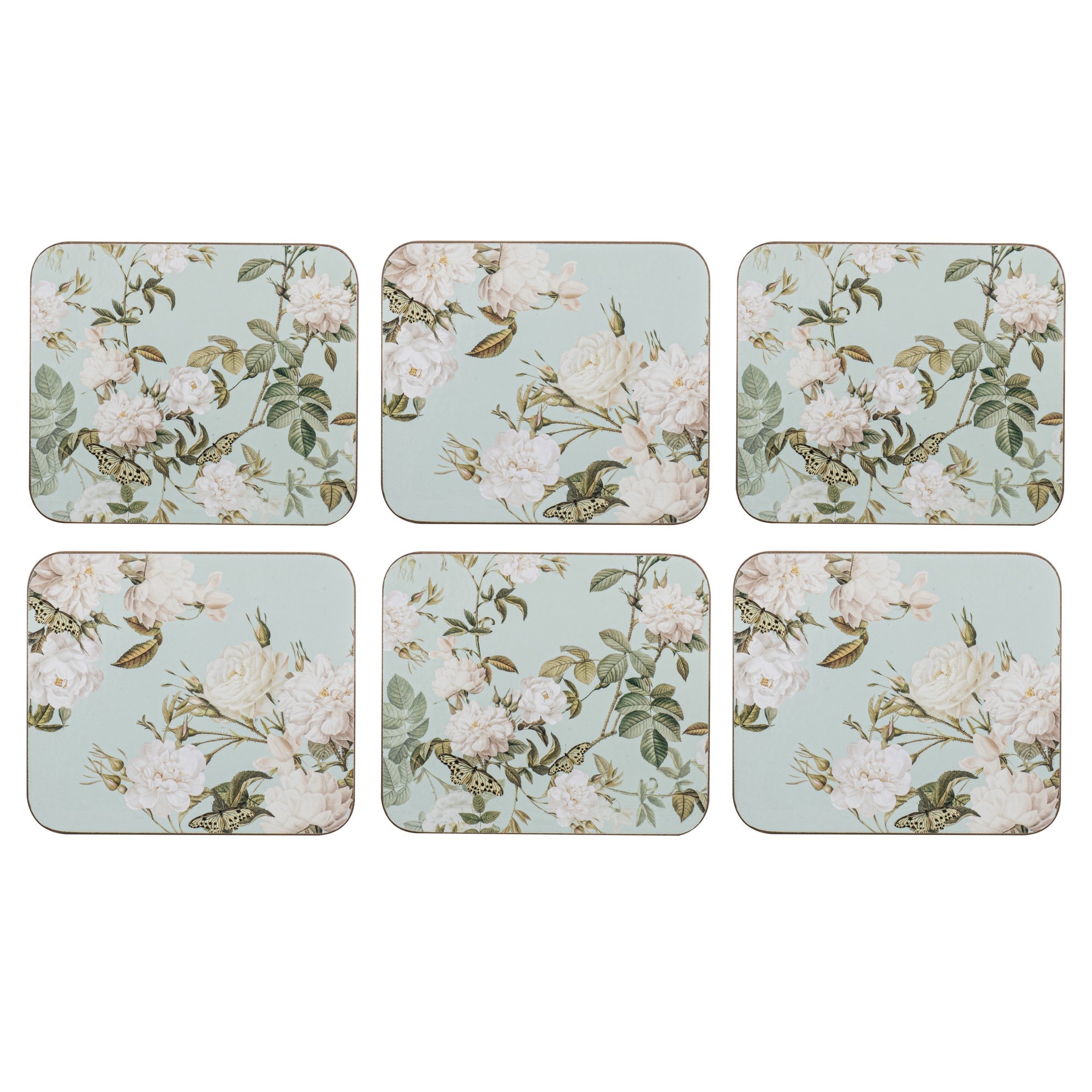 Ashdene Elegant Rose Mint 6pk Coaster