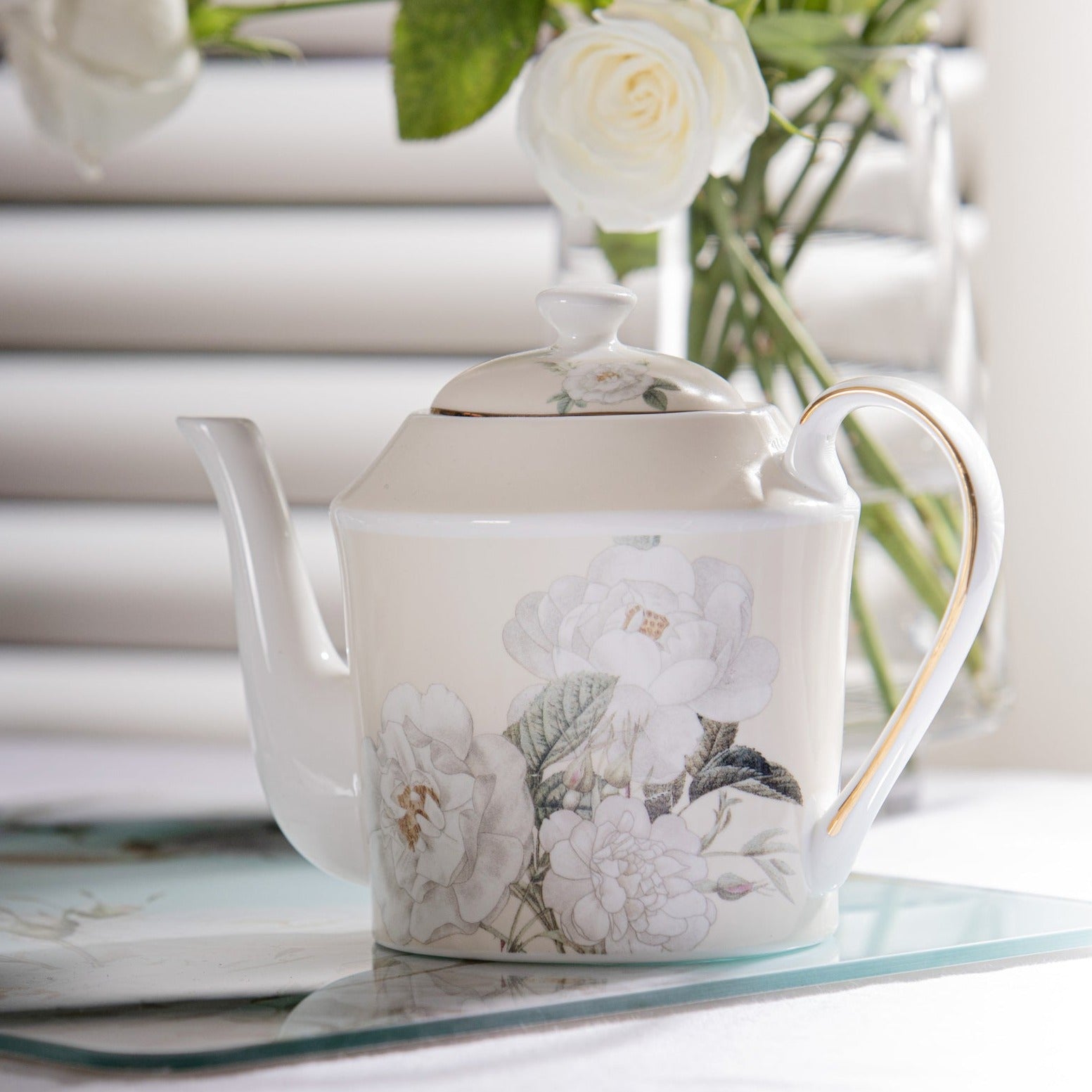 Ashdene Elegant Rose Cream Teapot