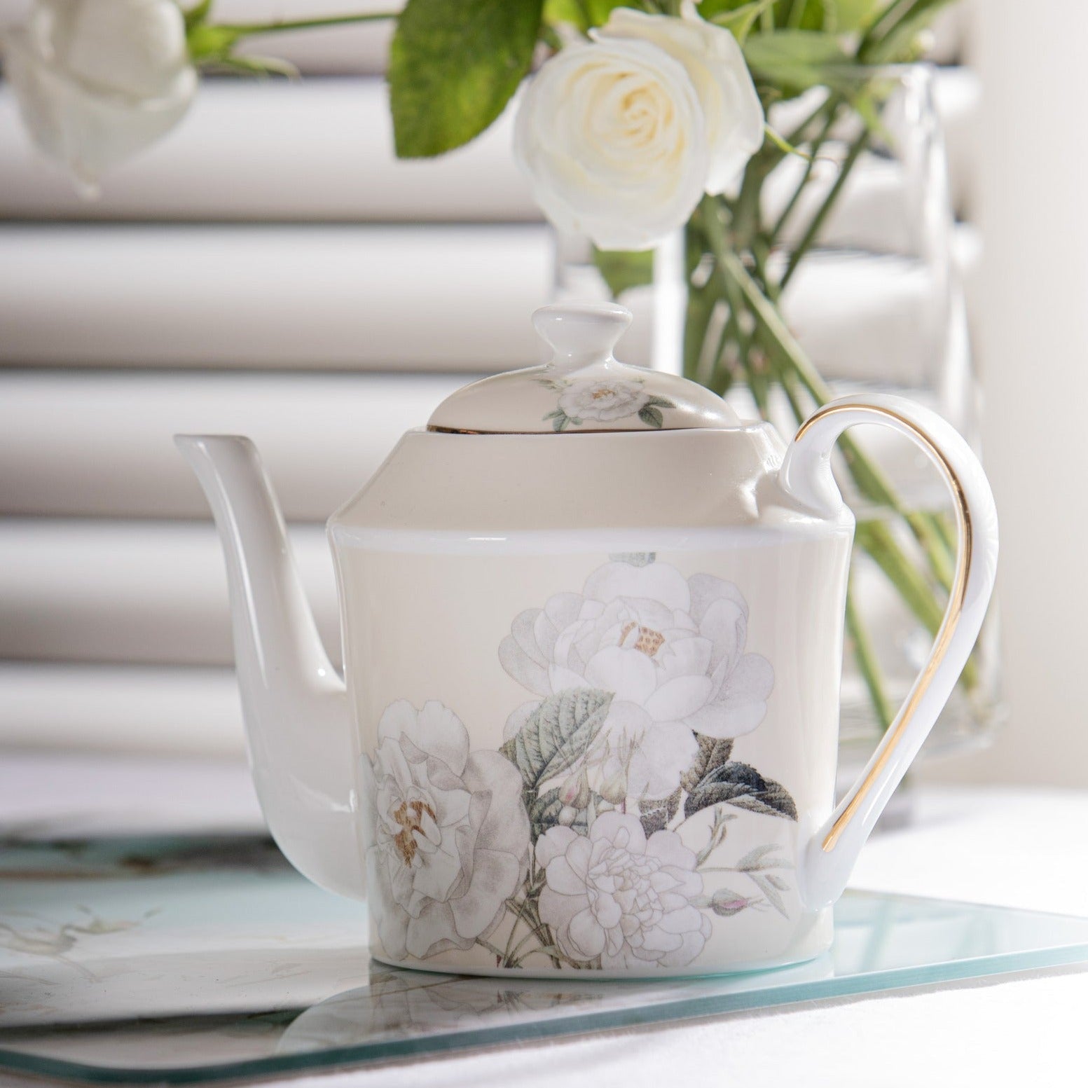 Ashdene Elegant Rose Mint Teapot