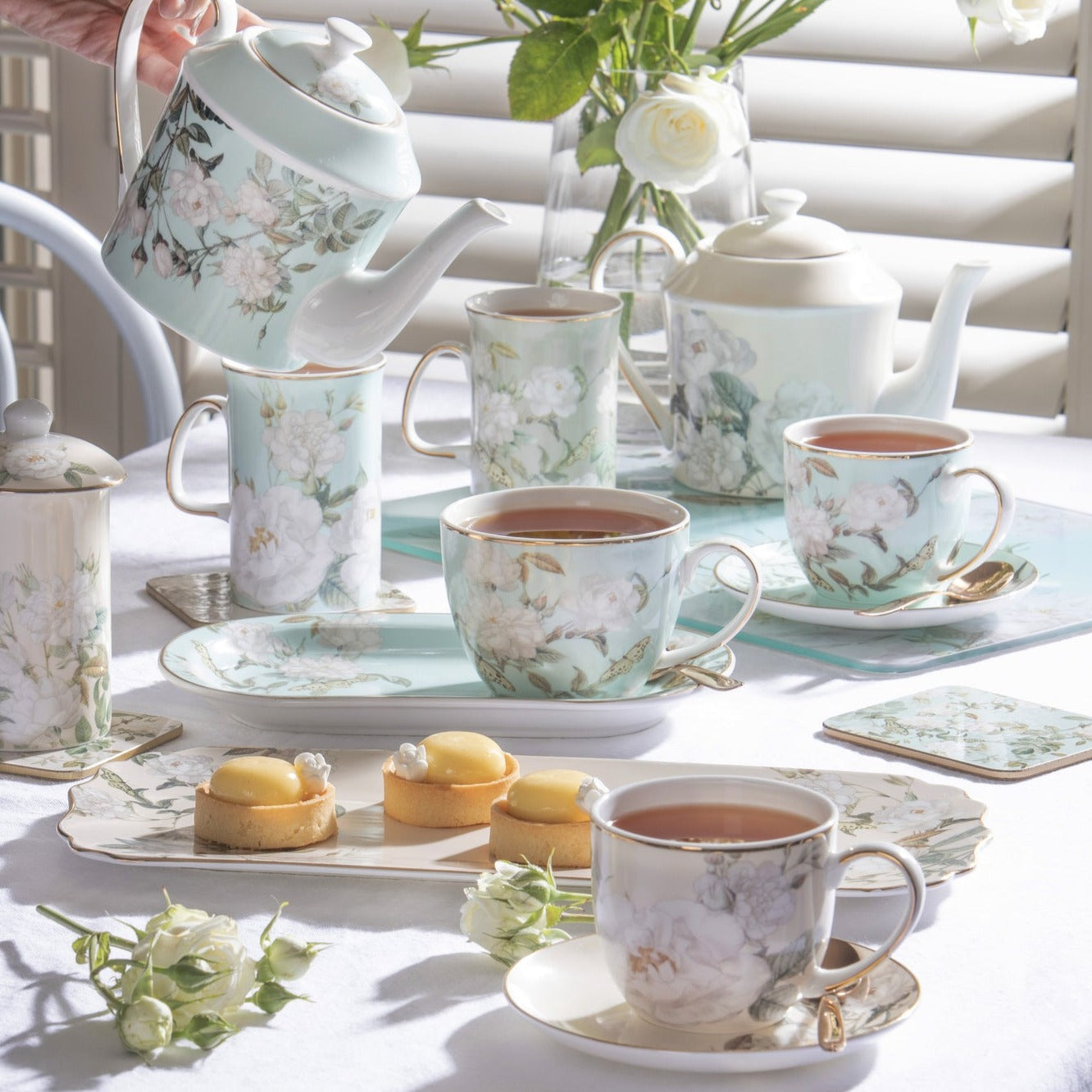 Ashdene Elegant Rose Mint Teapot