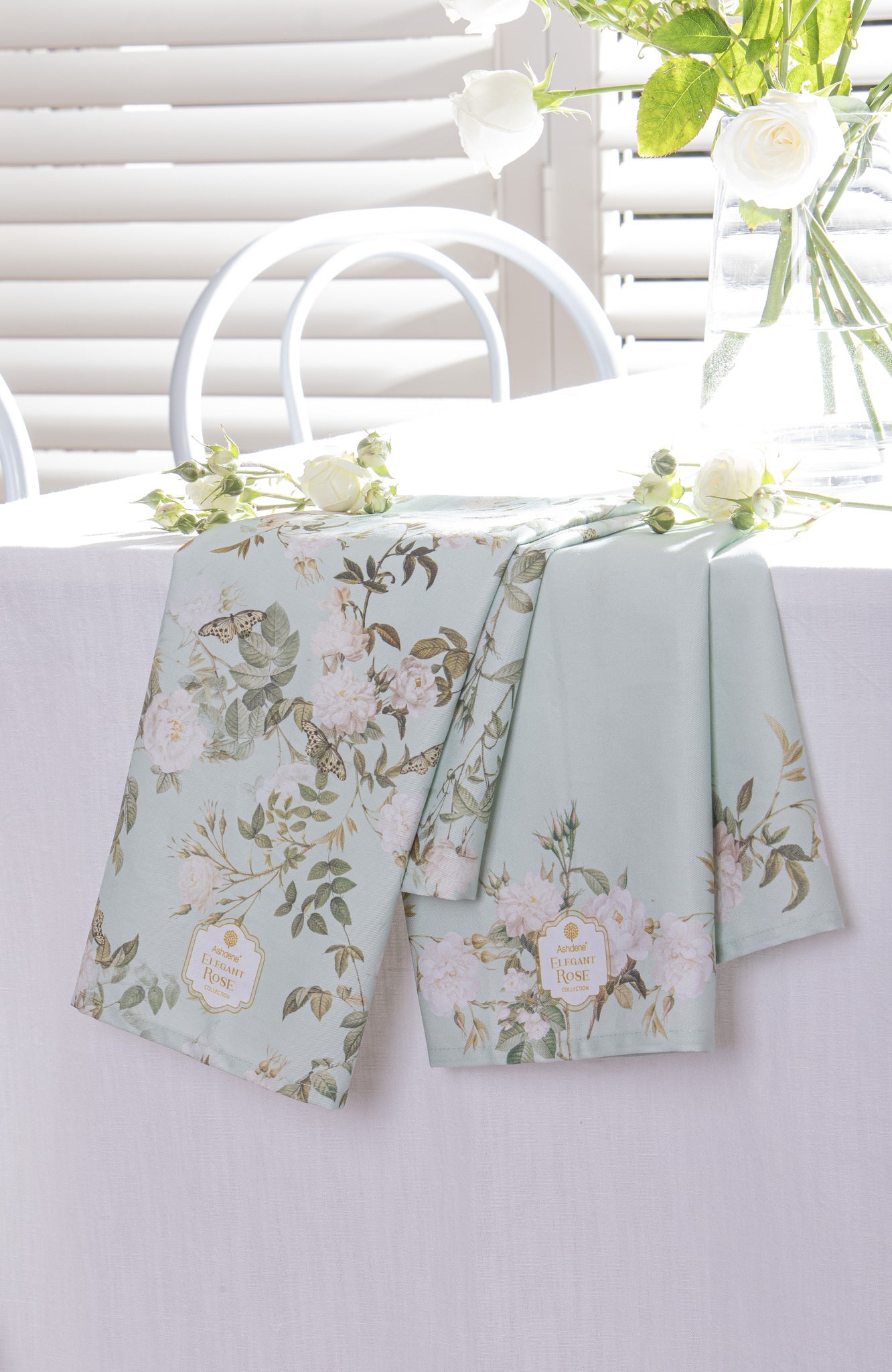 Ashdene Elegant Rose Mint 2pk Kitchen Towel