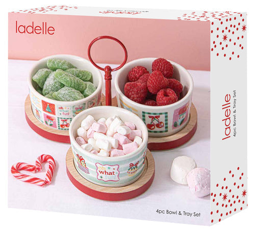 Ladelle Fa La La 4pc Bowl & Tray Set