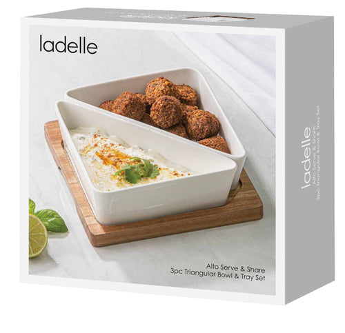 Ladelle Alto Serve & Share 3pc Triangular Bowl & Tray Set