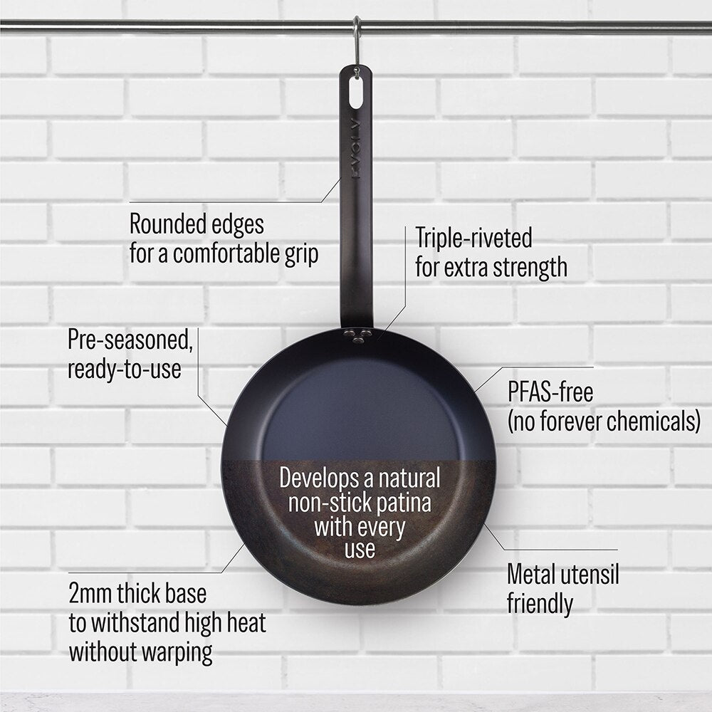Evolv Pre-Seasoned Carbon Steel Fry Pan 20cm