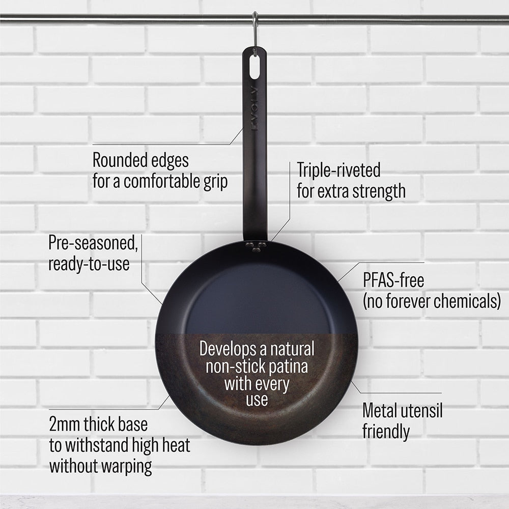 Evolv Pre-Seasoned Carbon Steel Fry Pan 24cm