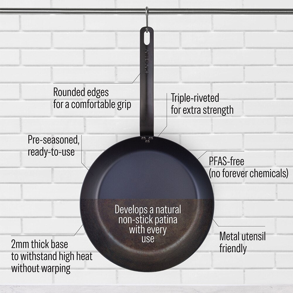 Evolv Pre-Seasoned Carbon Steel Fry Pan 28cm