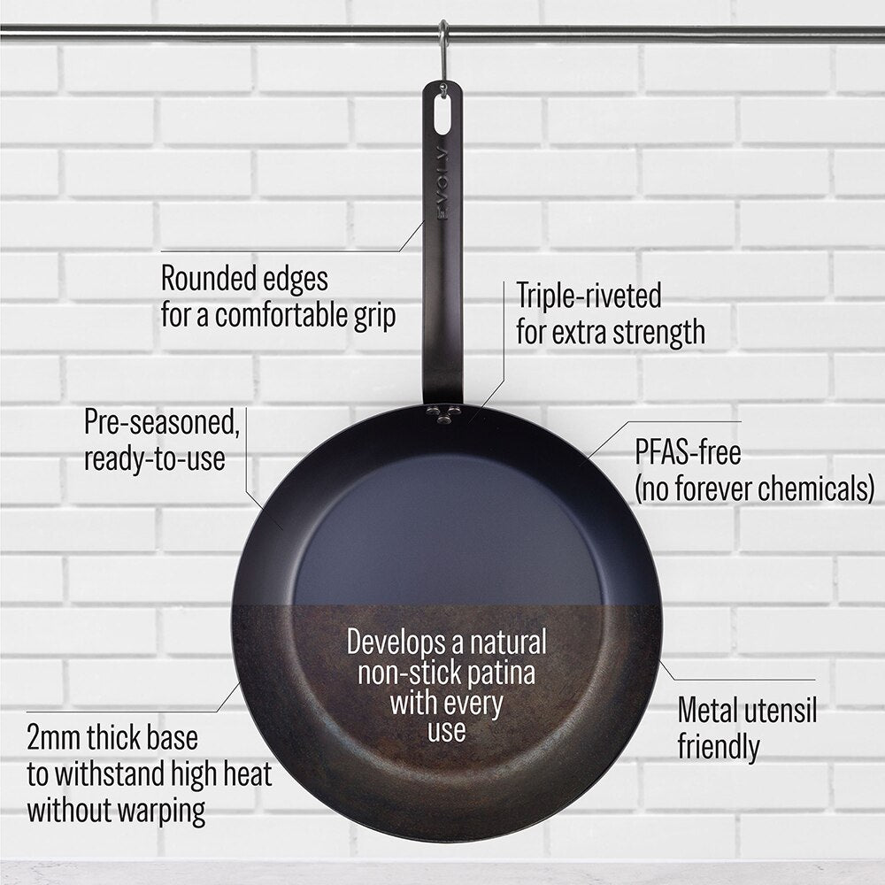 Evolv Pre-Seasoned Carbon Steel Fry Pan 30cm