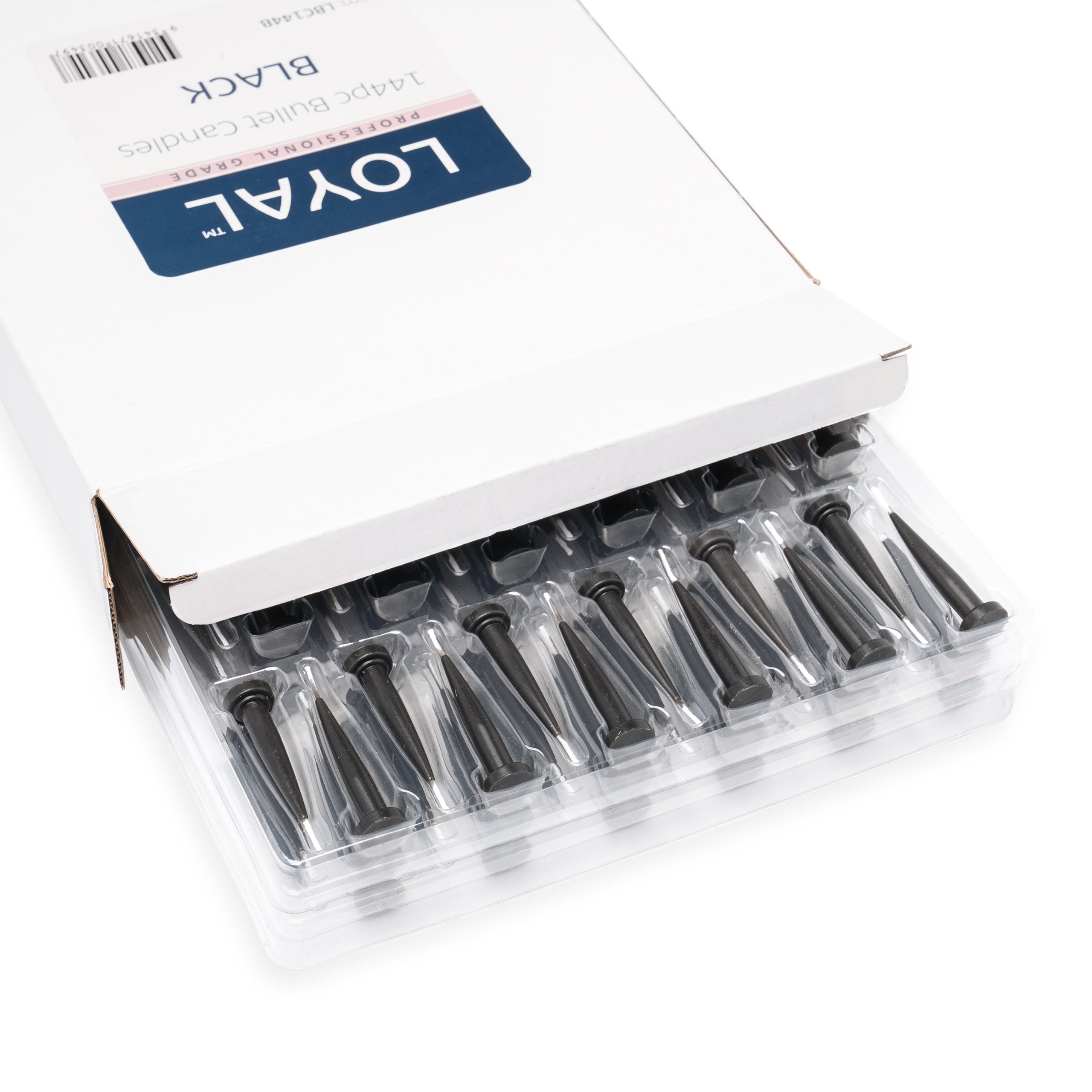 LOYAL Bullet Candle Black 144 Piece