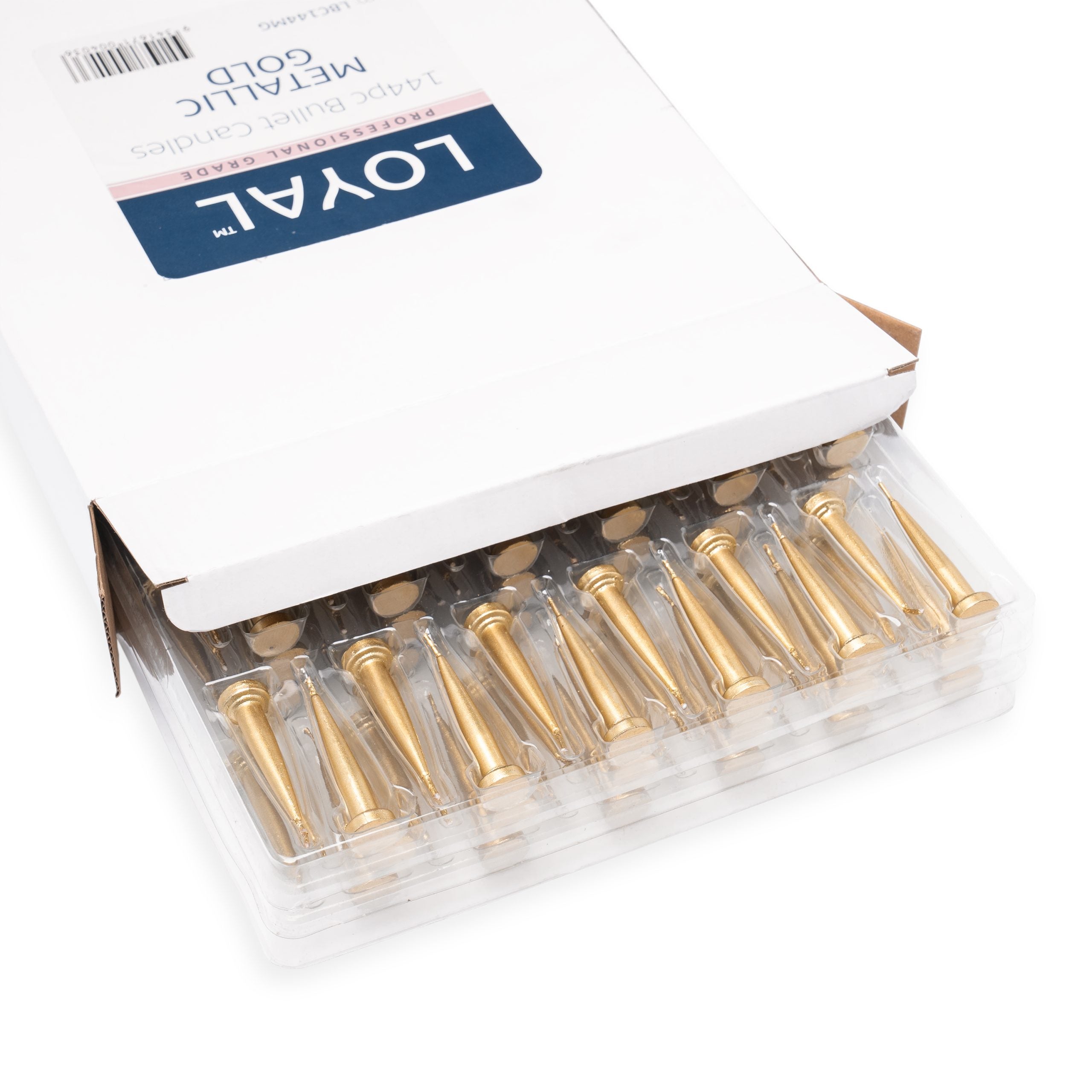 LOYAL Bullet Candle Metallic Gold 144 Piece