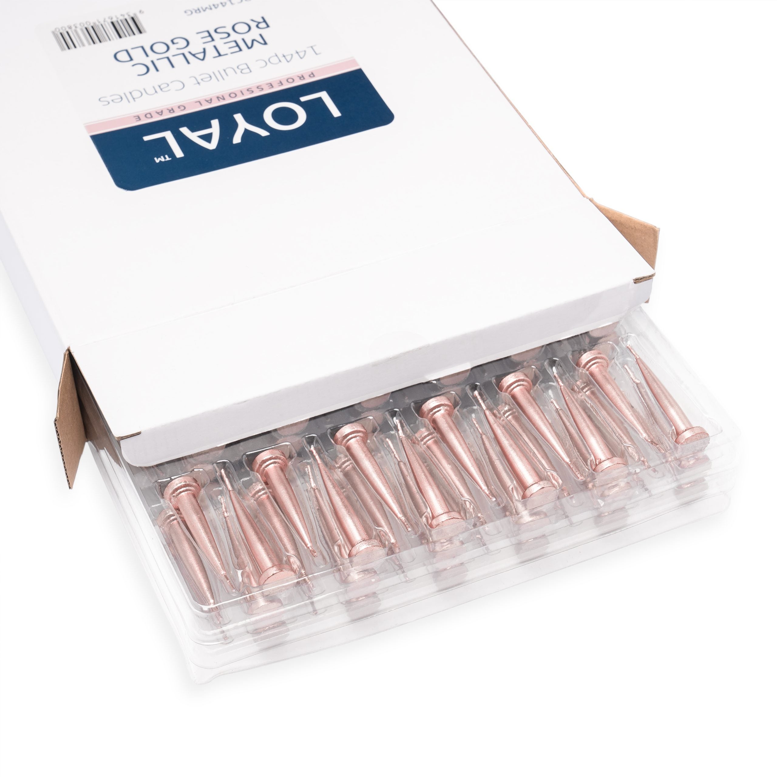 LOYAL Bullet Candle Metallic Rose Gold 144 Piece