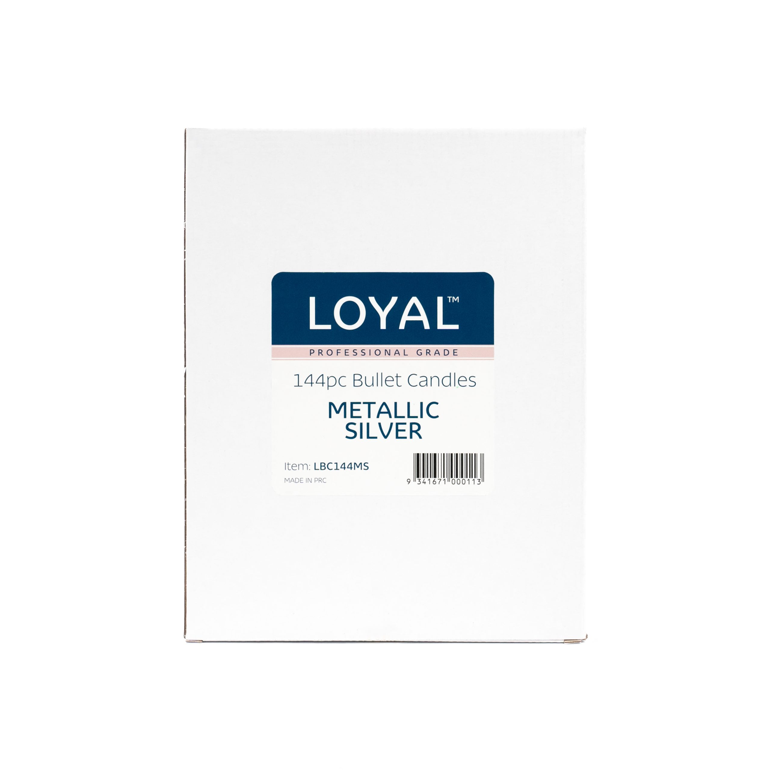 LOYAL Bullet Candle Metallic Silver 144 Piece