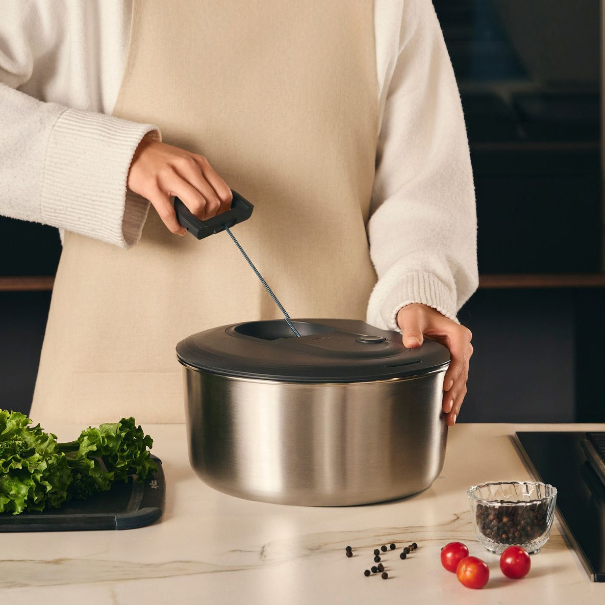 Zyliss Easy Spin Stainless Steel Salad Spinner Large