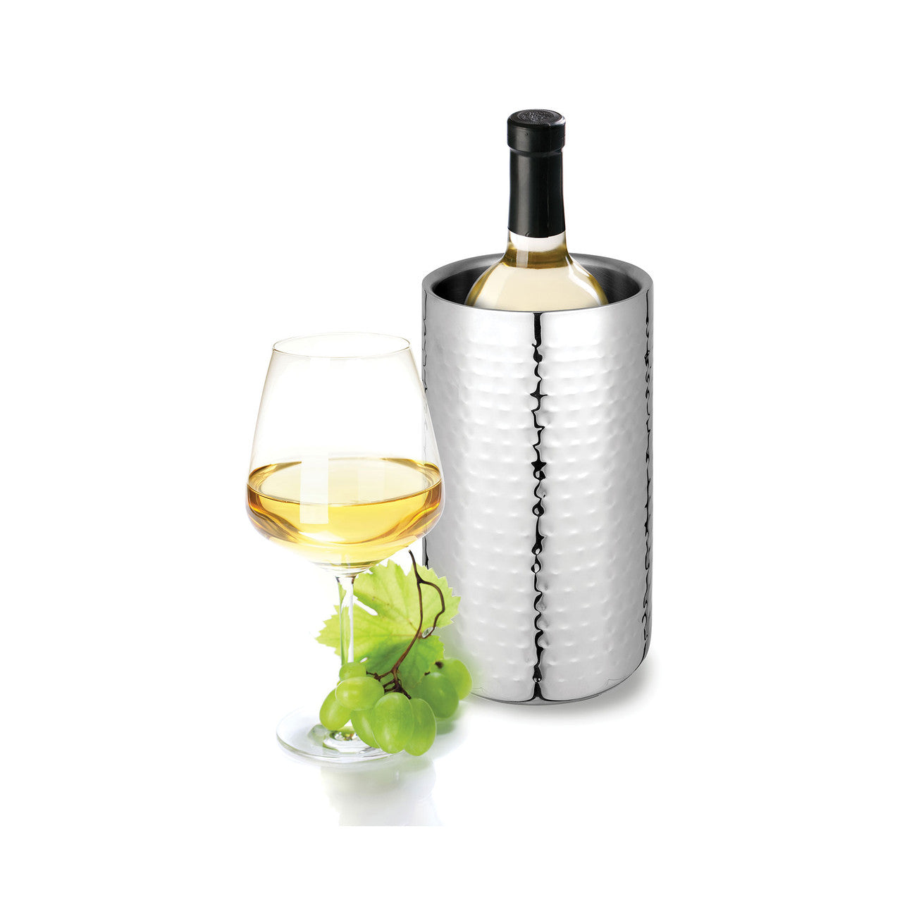 Avanti  Hammered Double Wall Wine Bottle Cooler 12 x 20cm Stainless Steel