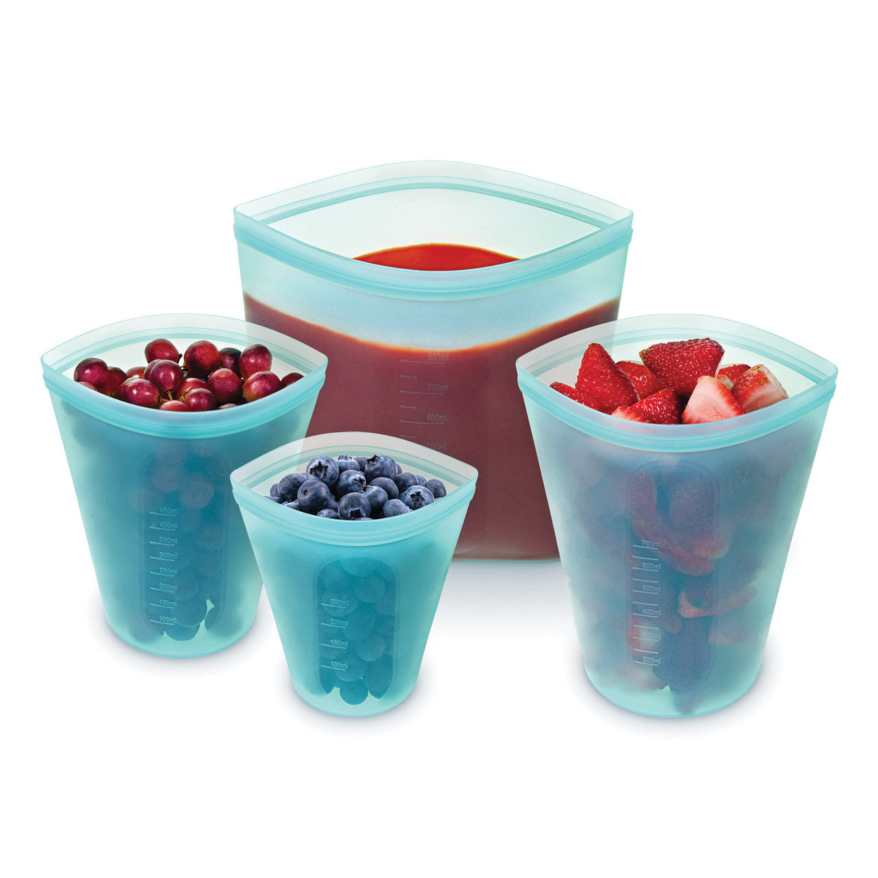 Avanti  Pinch & Lock Silicone Reusable Bags - Set of 4 Small - Blue