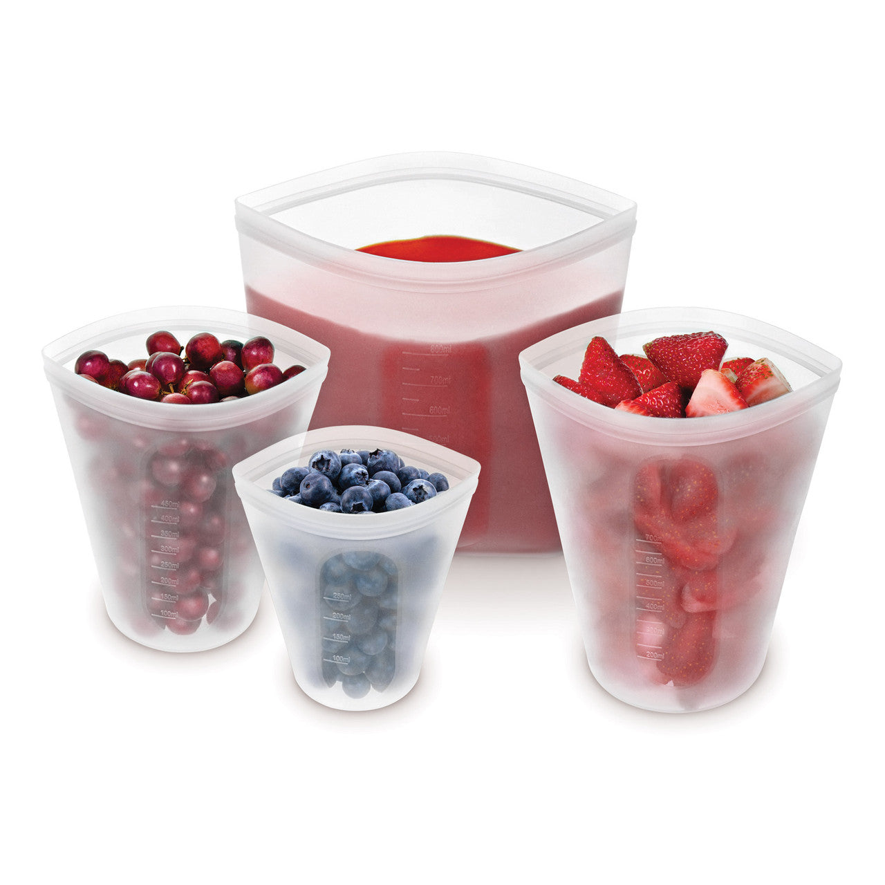 Avanti  Pinch & Lock Silicone Reusable Bags - Set of 4 Small- White