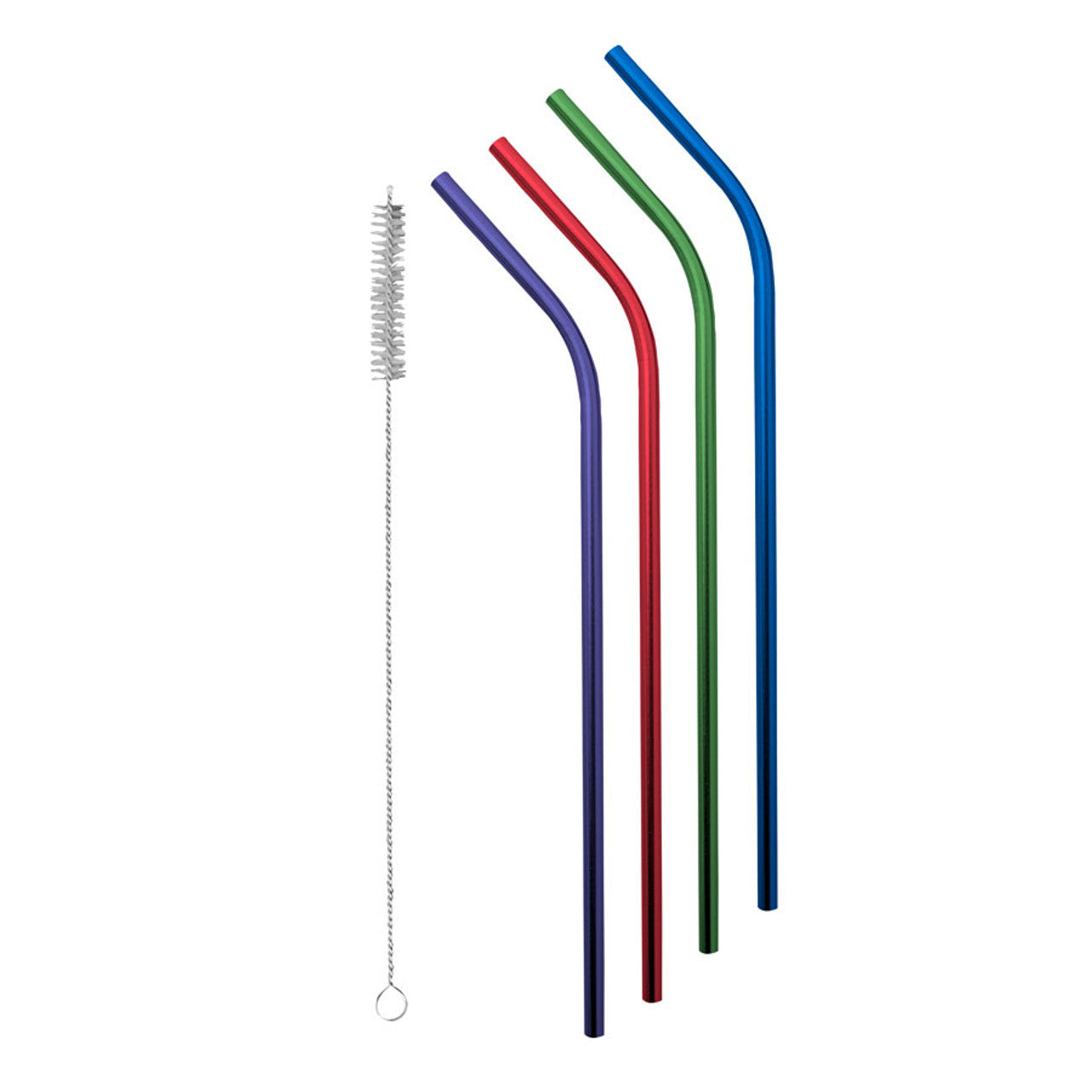 Avanti  Stainless Steel Straws With Cleaning Brush - Primary - Set of 4