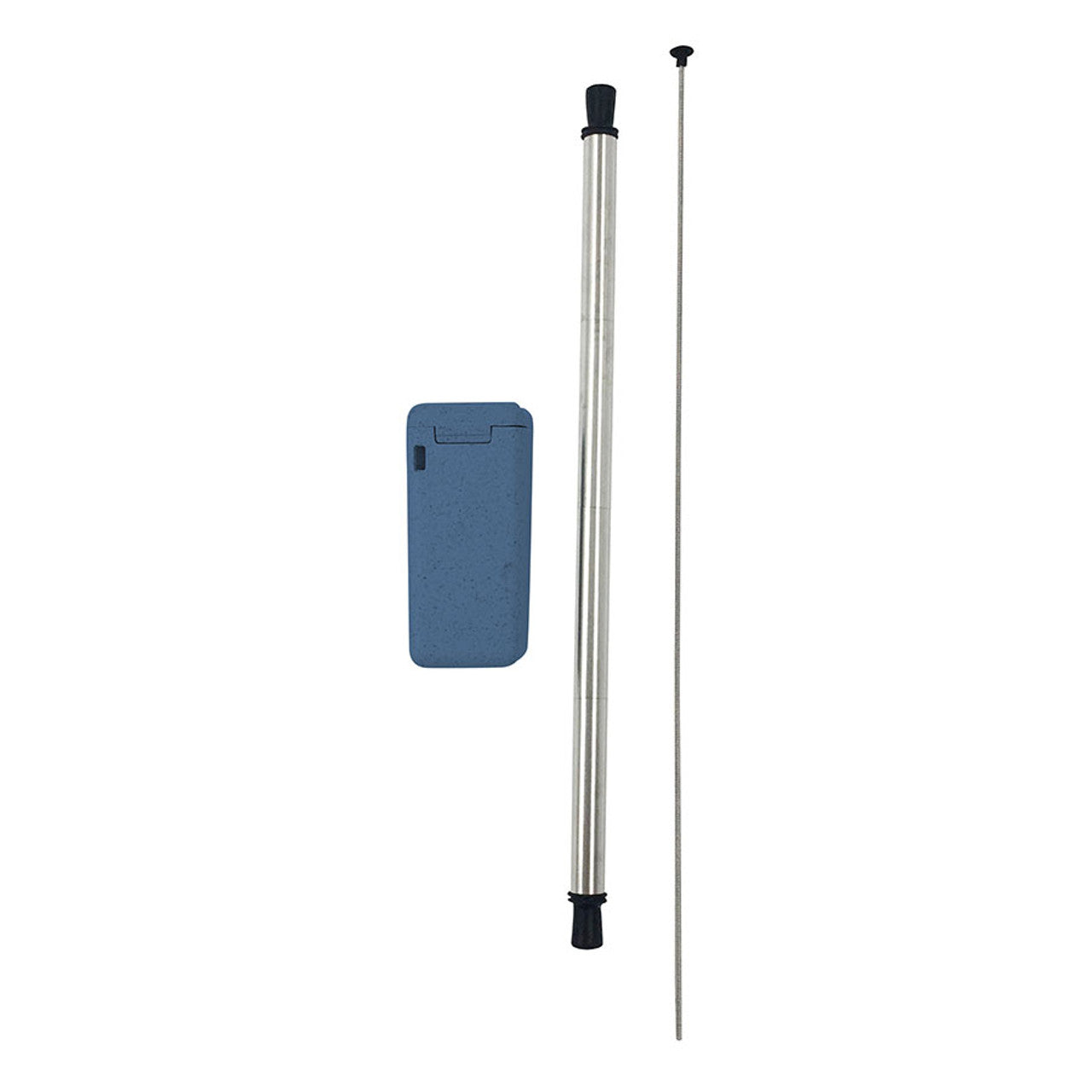 Avanti  Collapsible Stainless Steel Straw In Box With Cleaning Brush - Duck Egg Blue