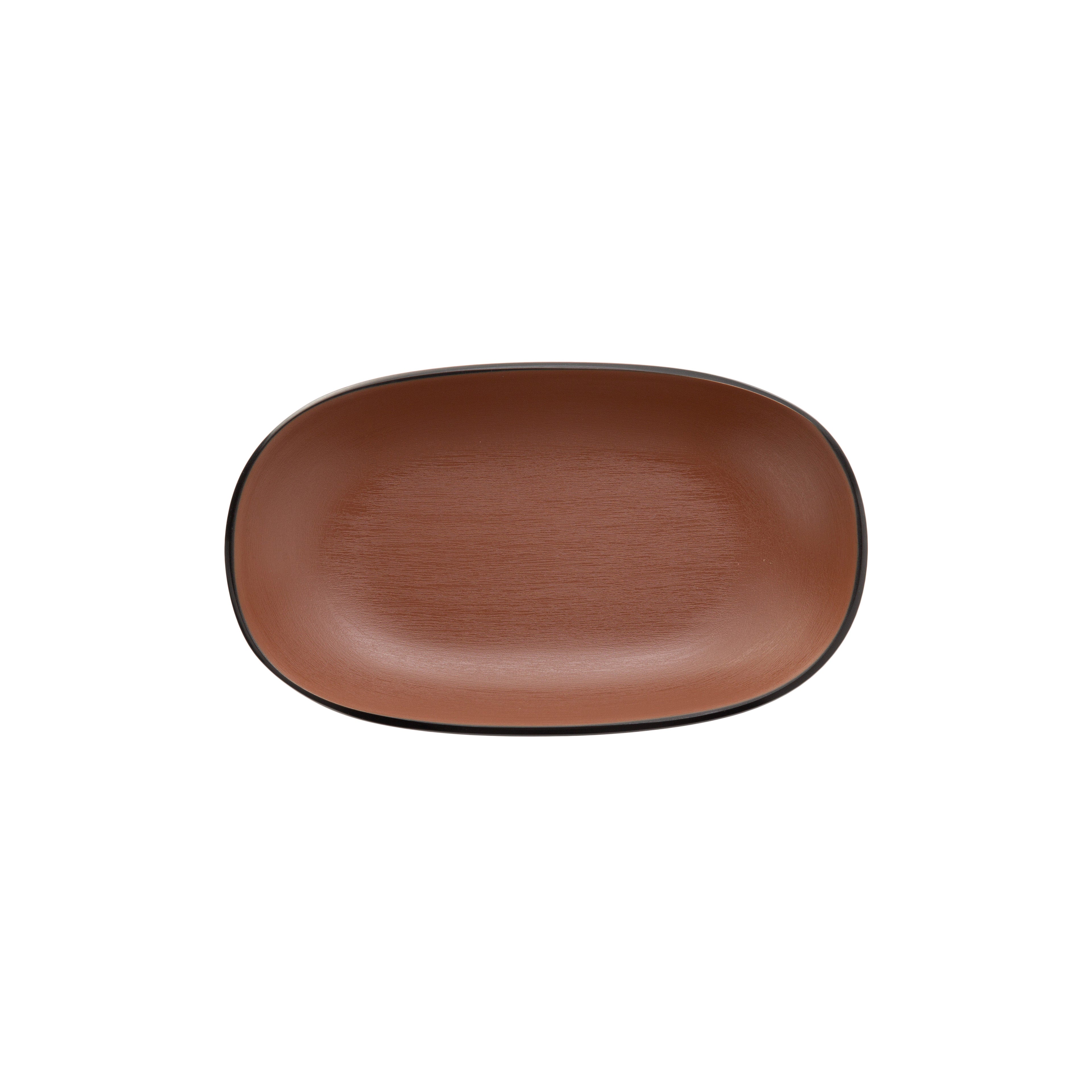COUCOU Oblong Plate 180x110mm - Brown & Black