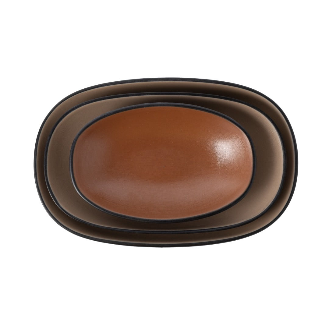 COUCOU Oblong Plate 180x110mm - Beige & Black