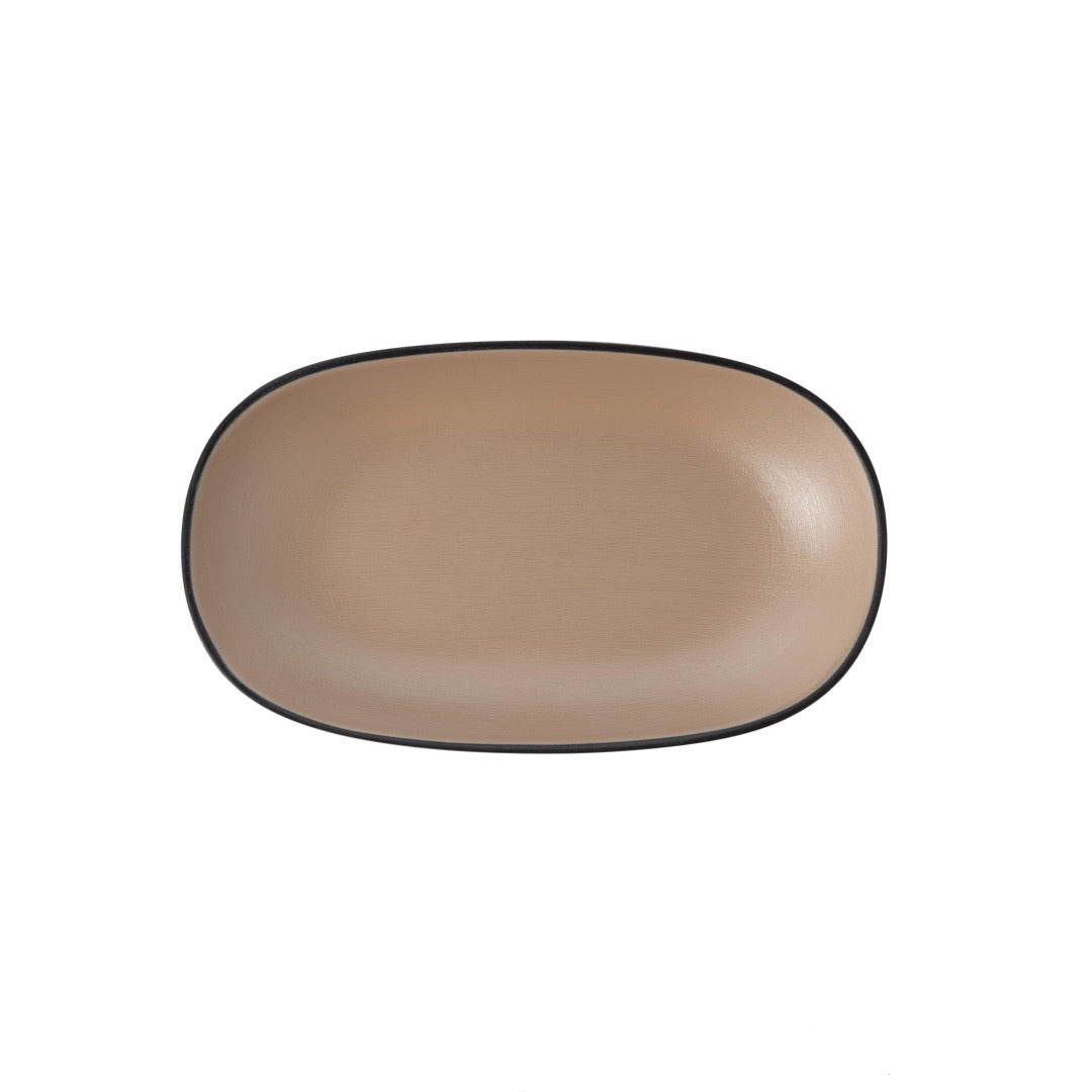 COUCOU Oblong Plate 180x110mm - Beige & Black
