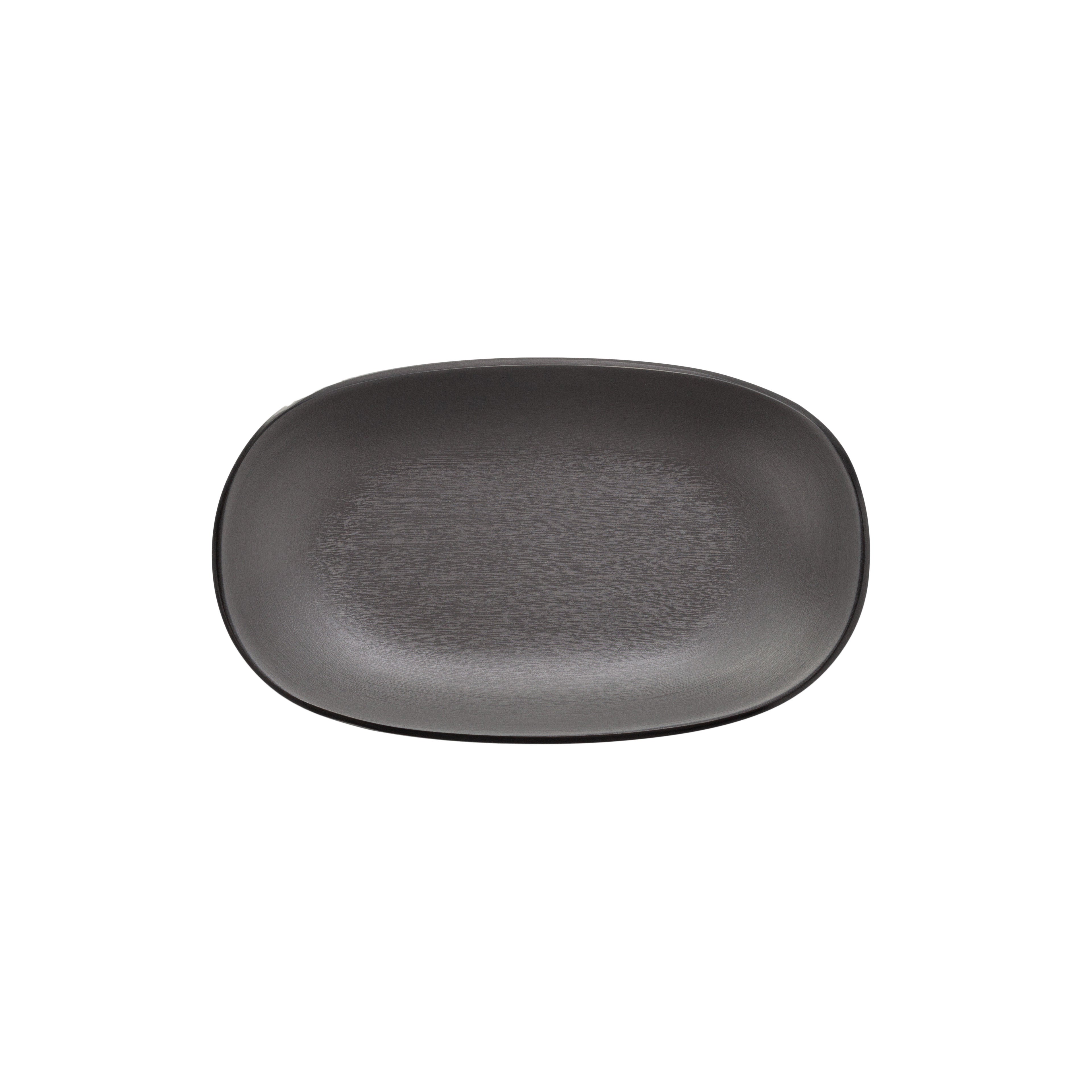 COUCOU Oblong Plate 180x110mm - Grey & Black