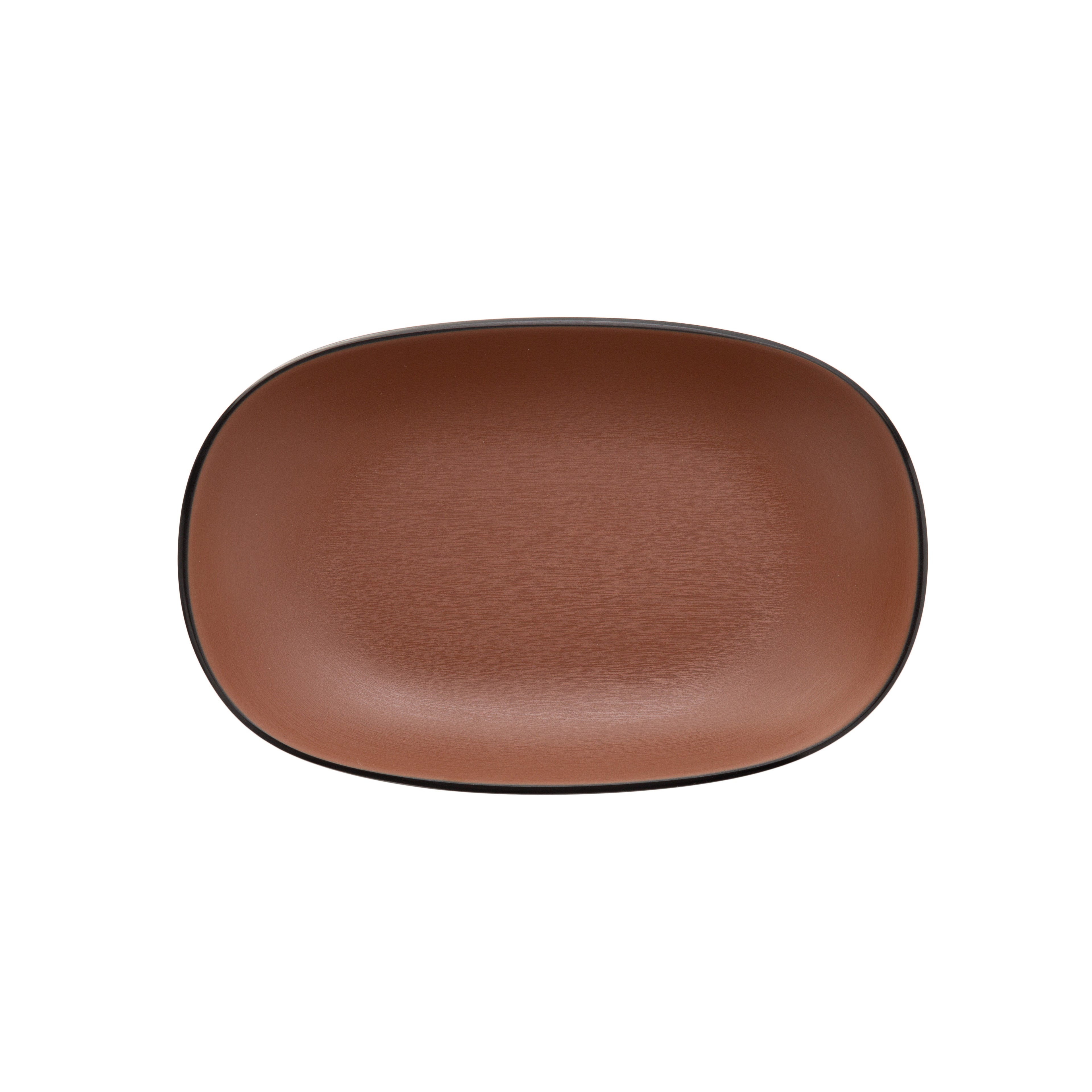 COUCOU Oblong Plate 195x126mm - Brown & Black
