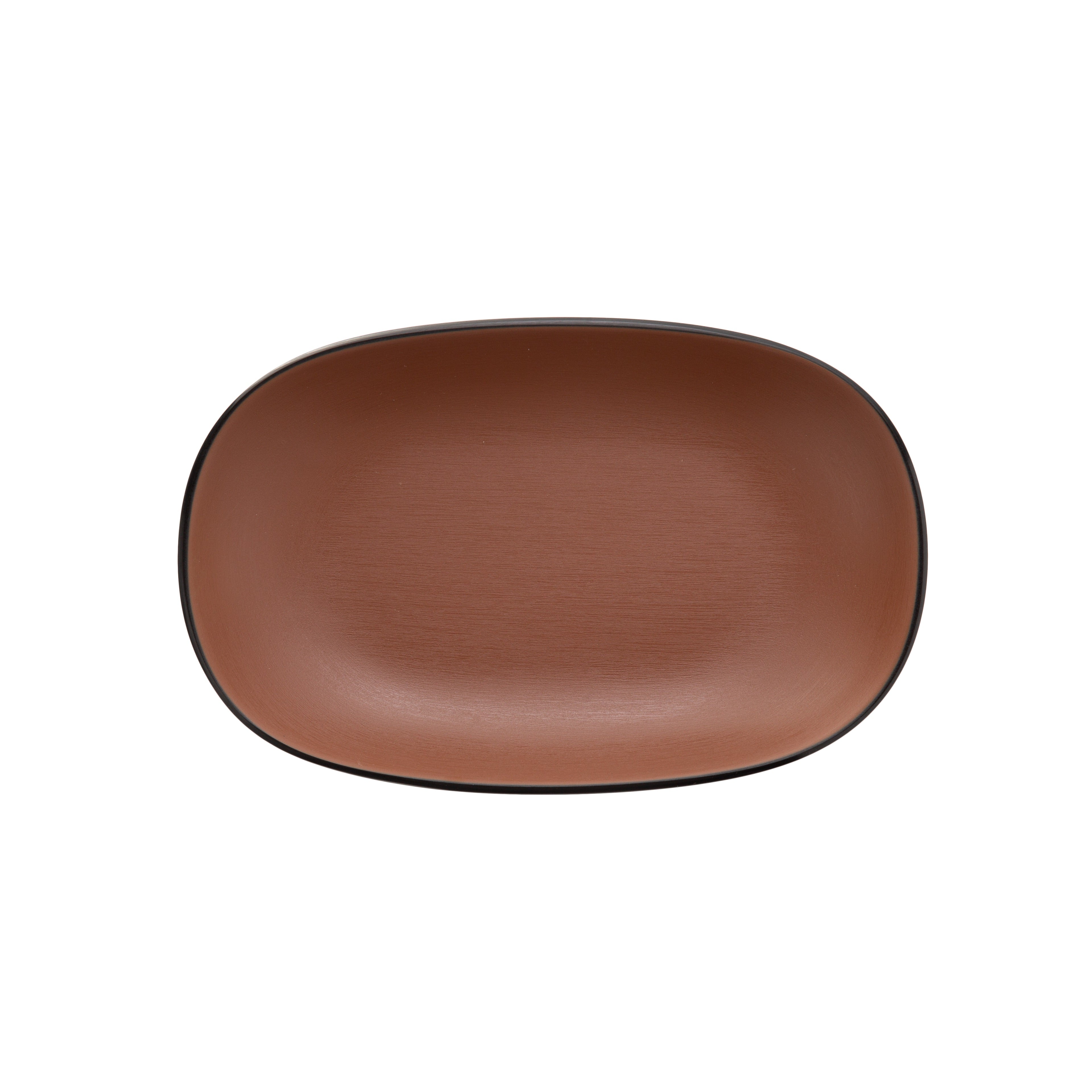 COUCOU Oblong Plate 195x126mm - Brown & Black