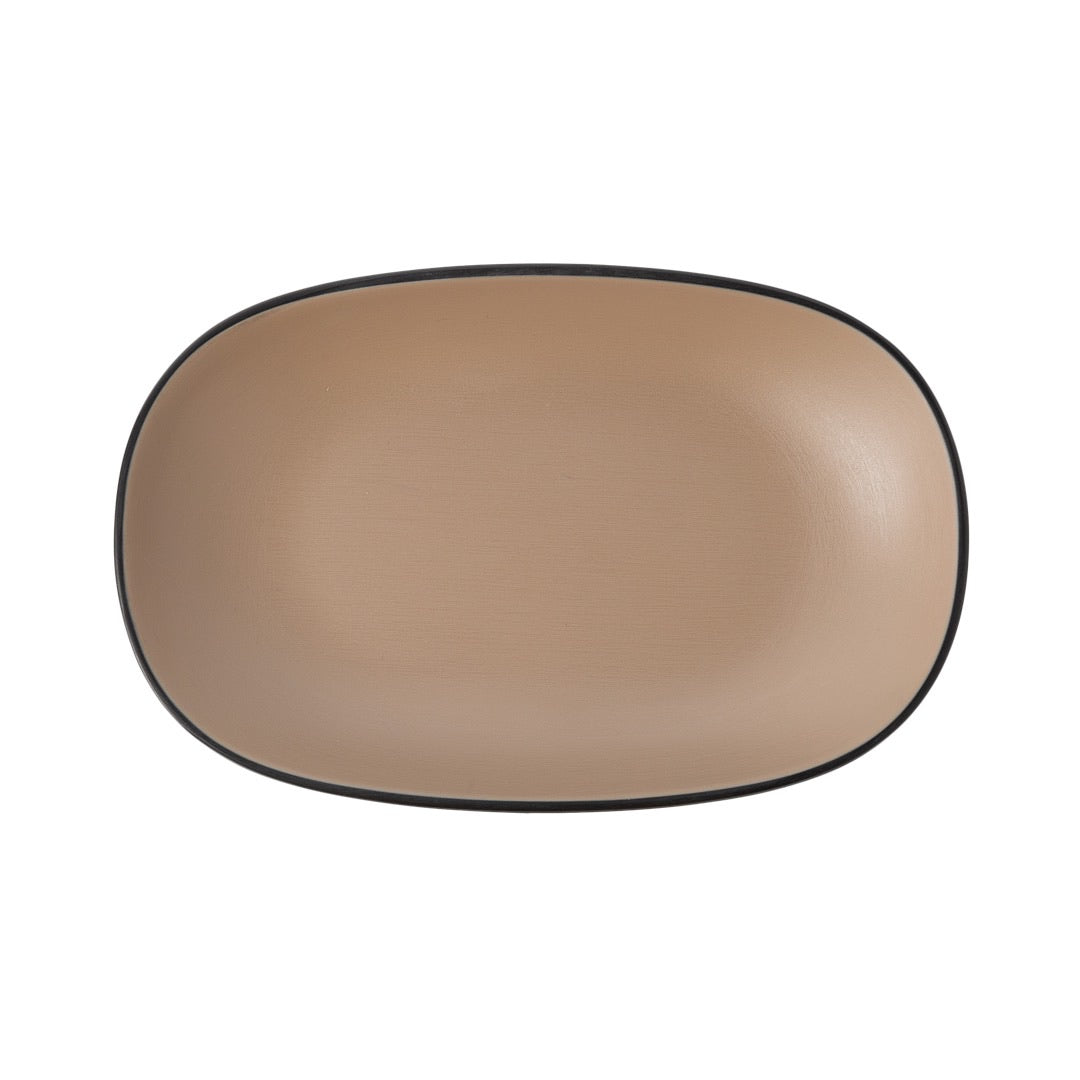 COUCOU Oblong Plate 195x126mm - Beige & Black