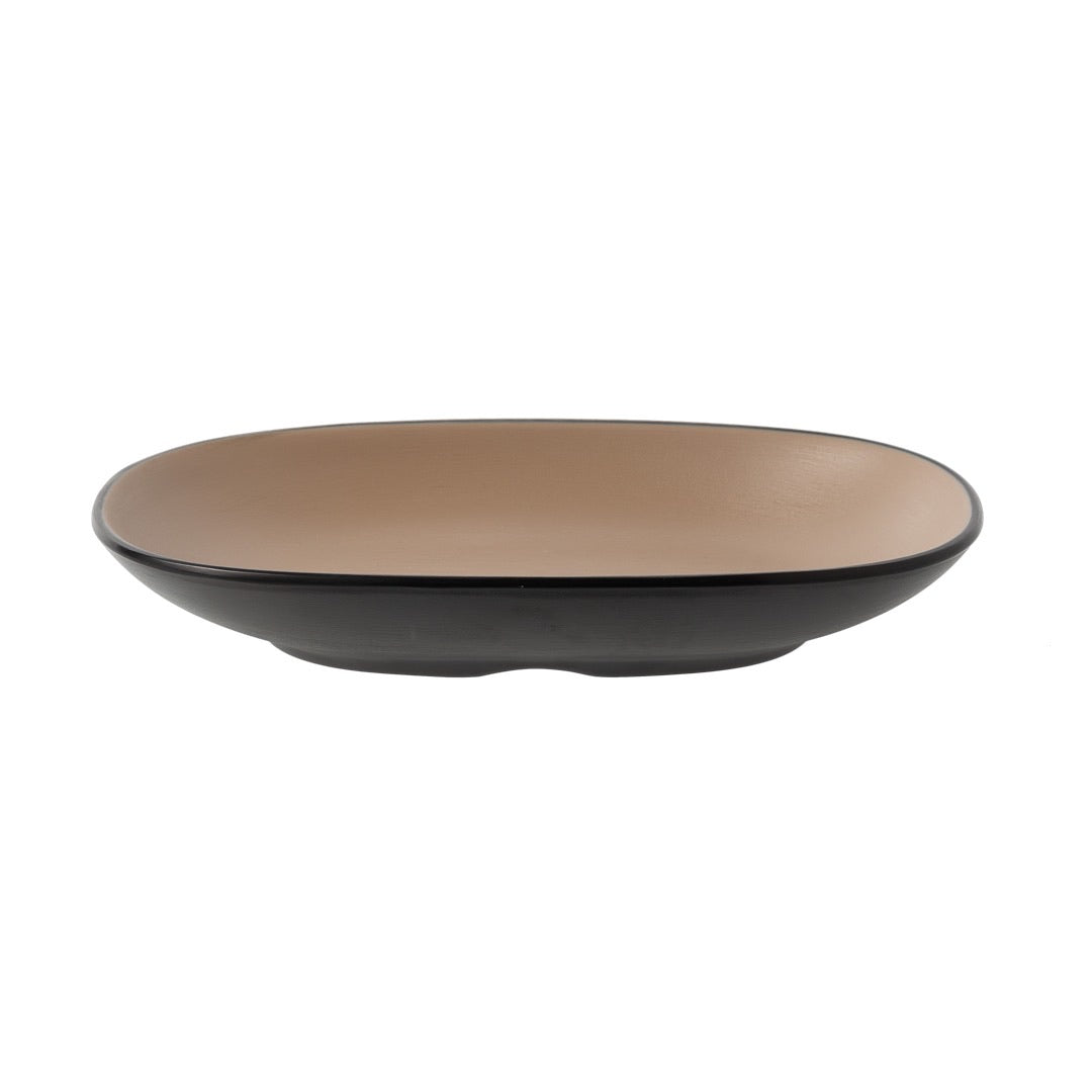 COUCOU Oblong Plate 195x126mm - Beige & Black