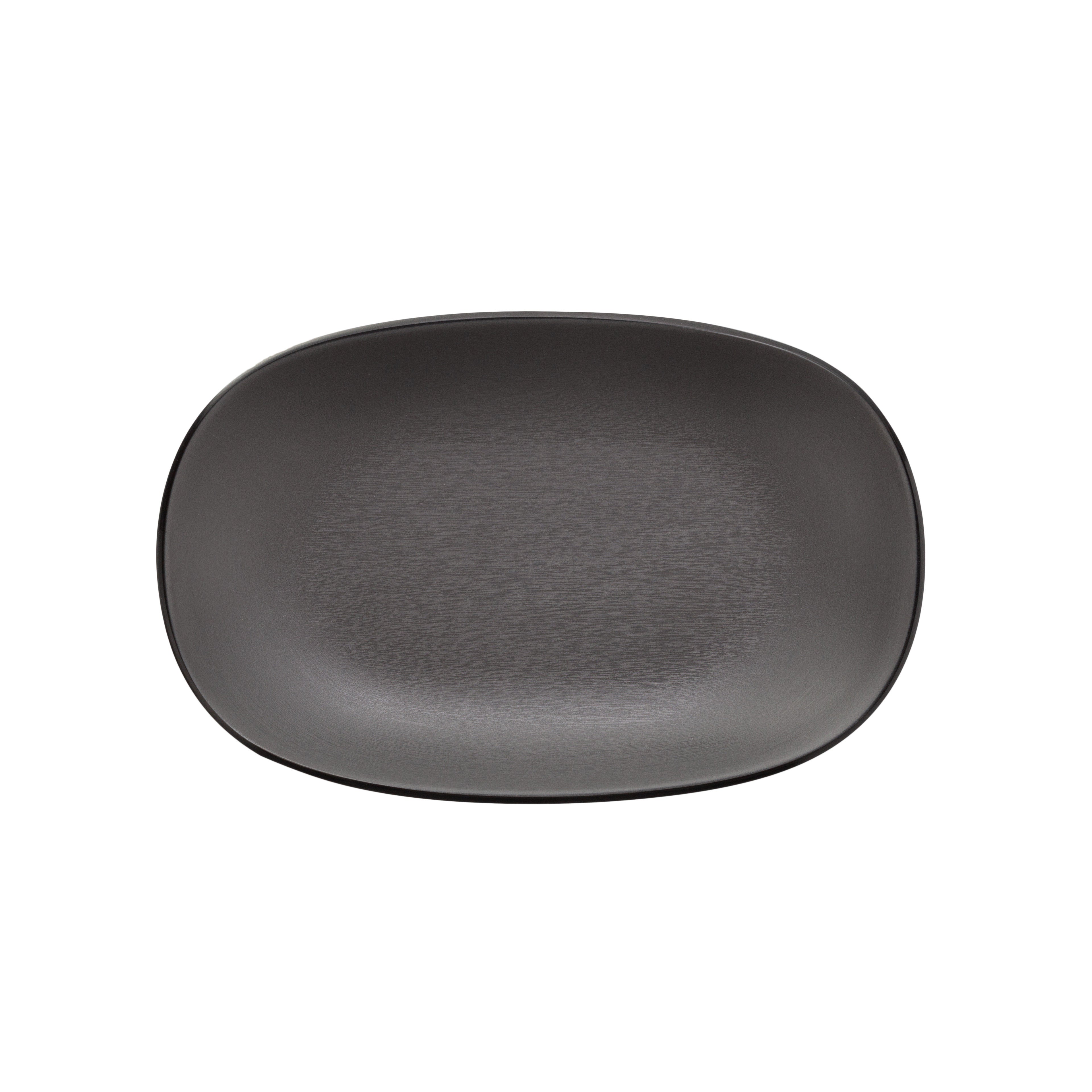 COUCOU Oblong Plate 195x126mm - Grey & Black