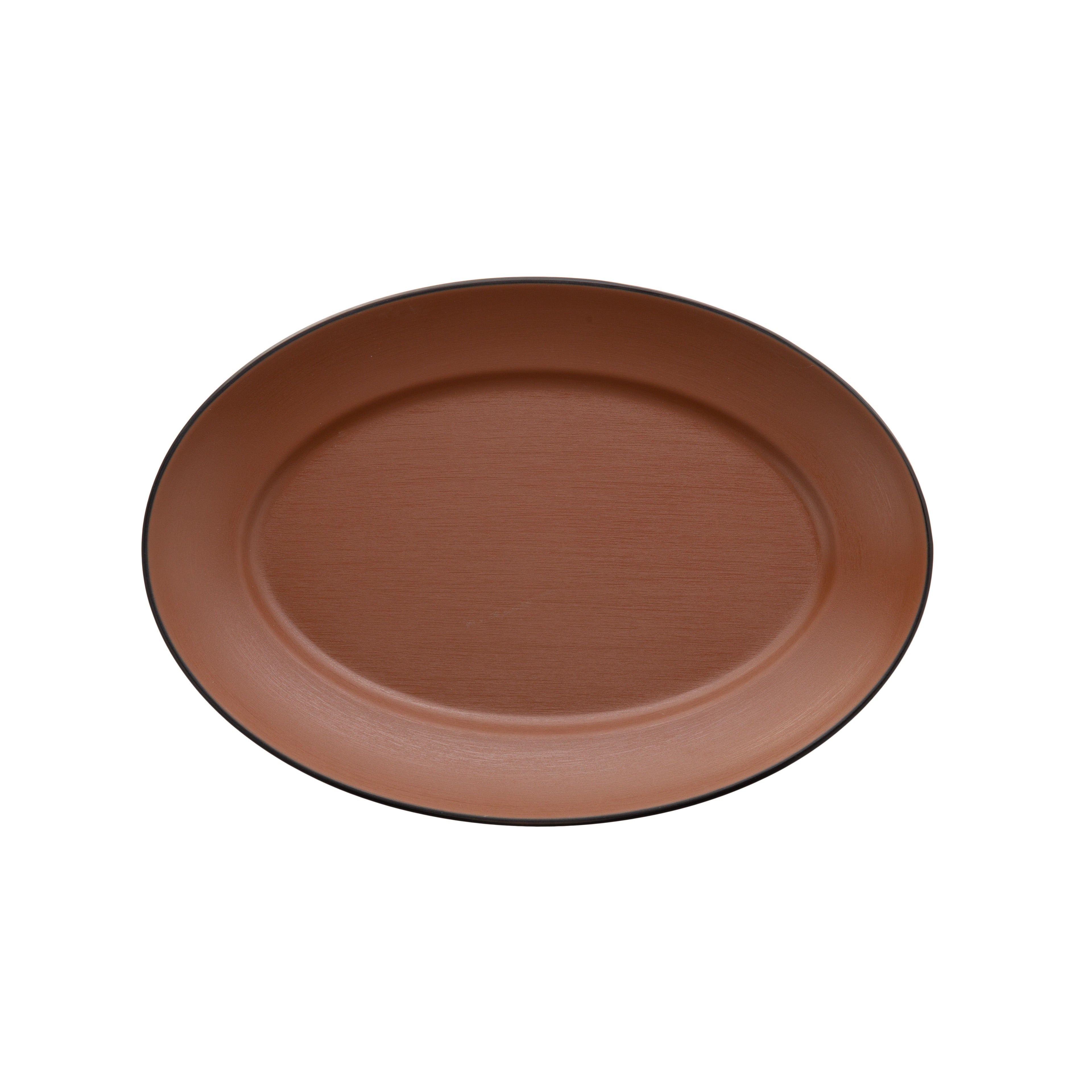 COUCOU Oval Plate Wide Rim 310x220mm - Brown & Black